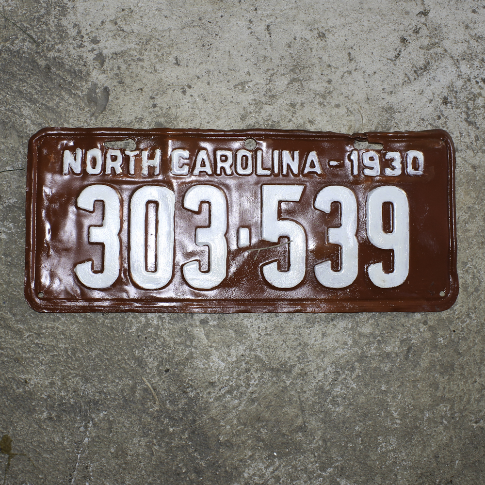 1930 North Carolina License Plate