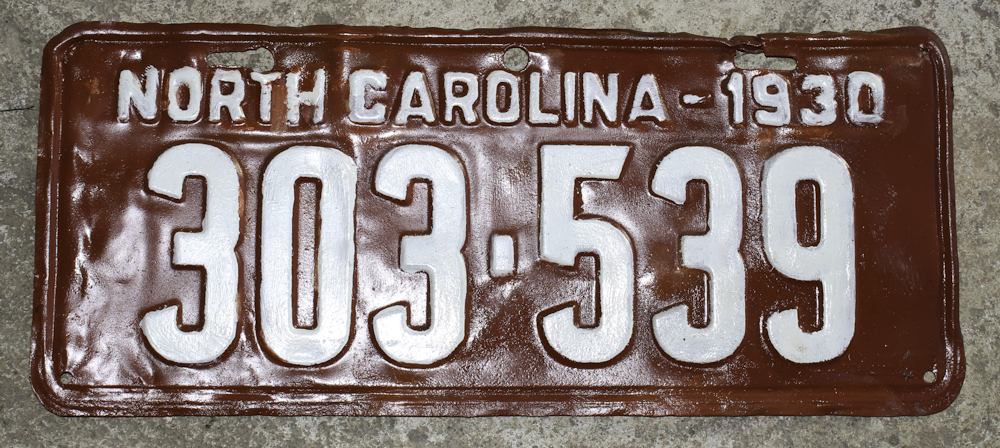 1930 North Carolina License Plate