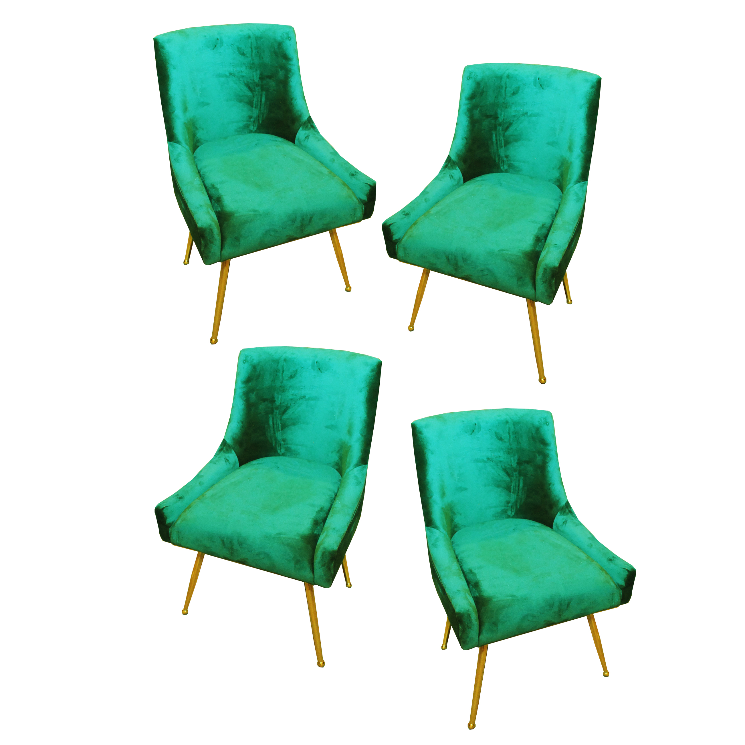 Set of Emerald Green Contemporary Modernist Style Accent Chairs