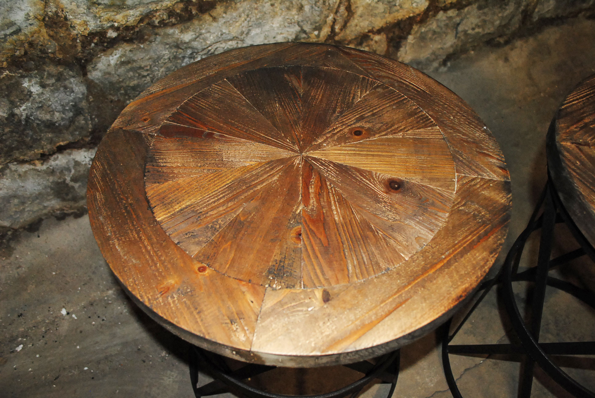 Matching Pair of Inlaid Wood and Metal End Tables