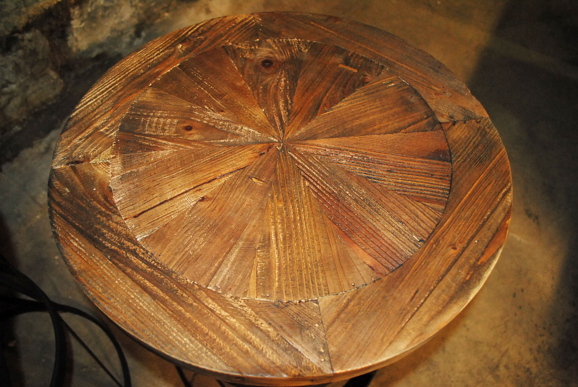 Matching Pair of Inlaid Wood and Metal End Tables