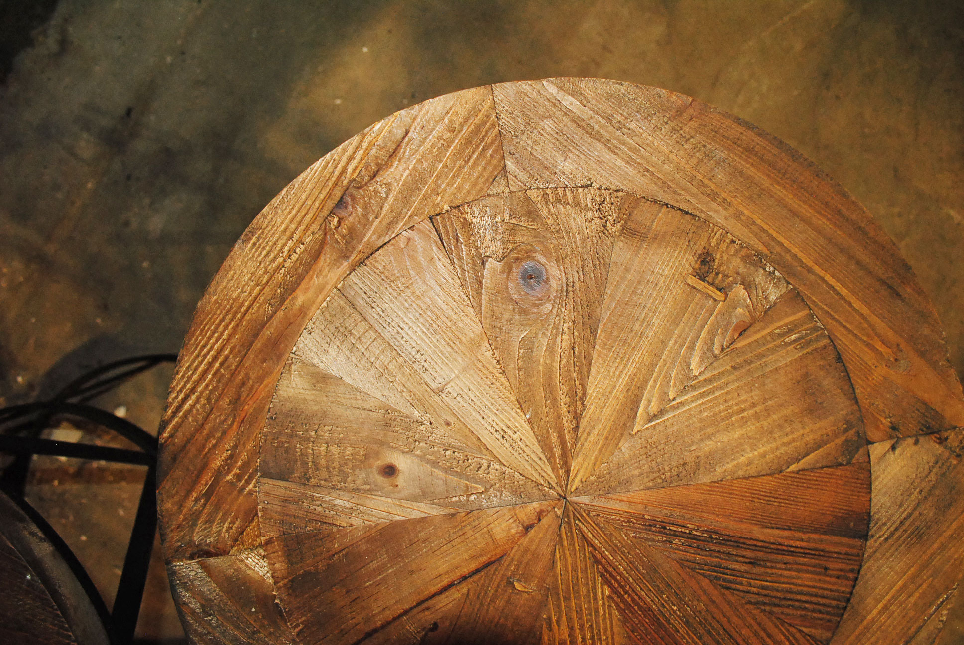 Matching Pair of Inlaid Wood and Metal End Tables