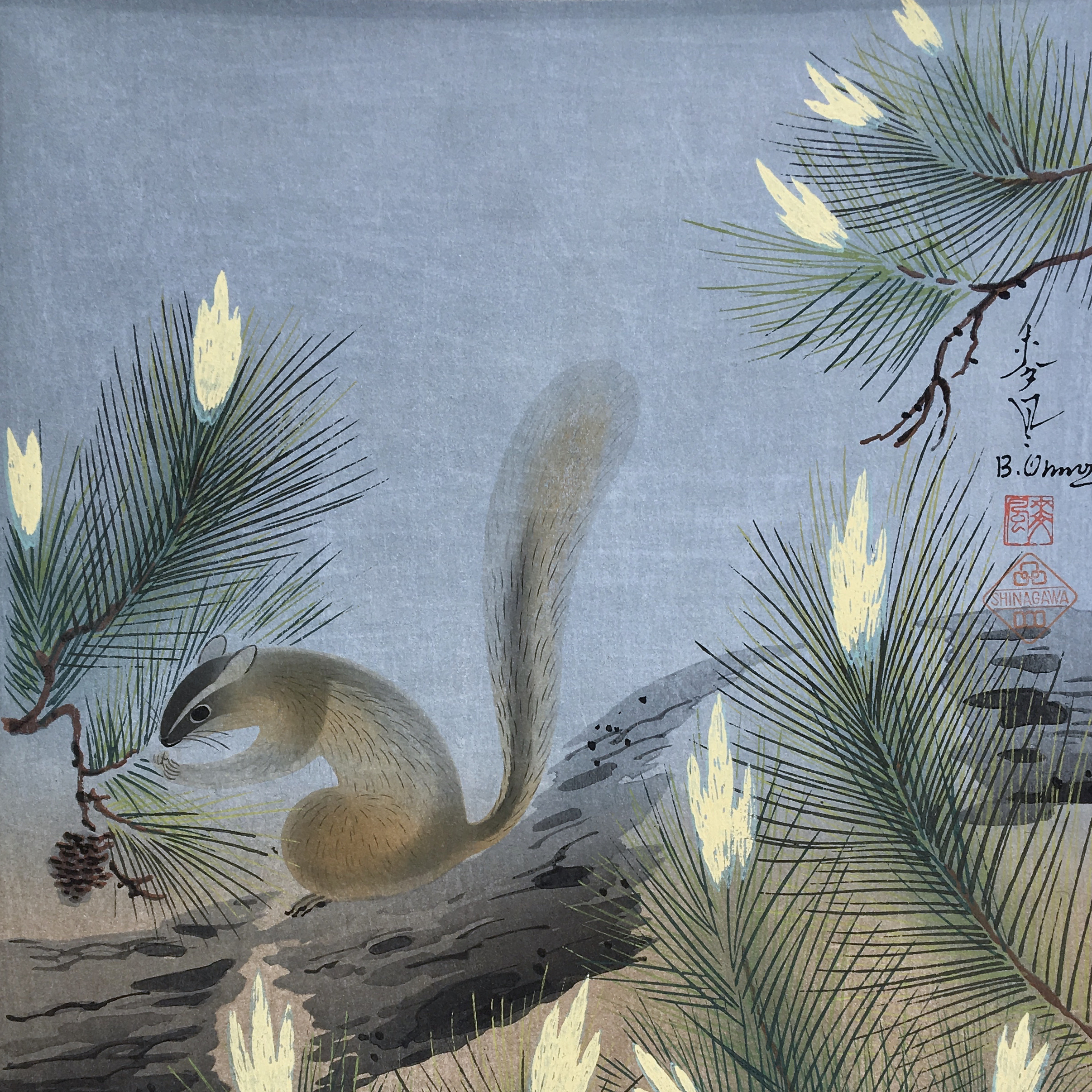 Squirrel in a Pine Tree by Bakufu Ohno, 1951