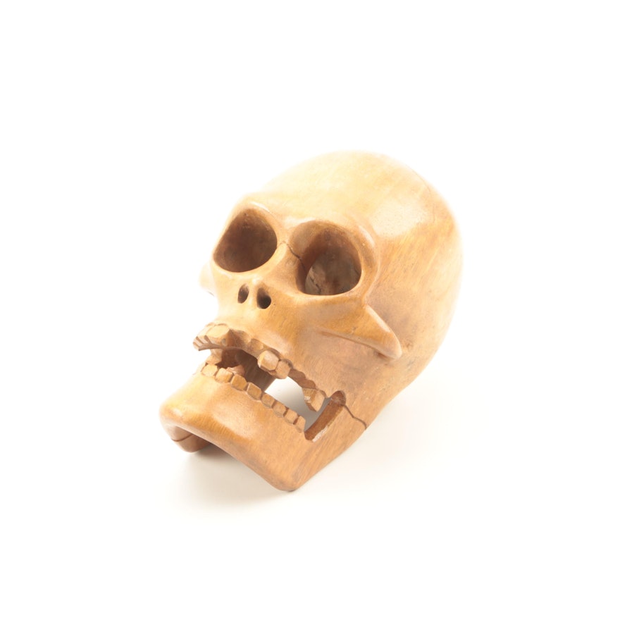 Carved Wooden Skull