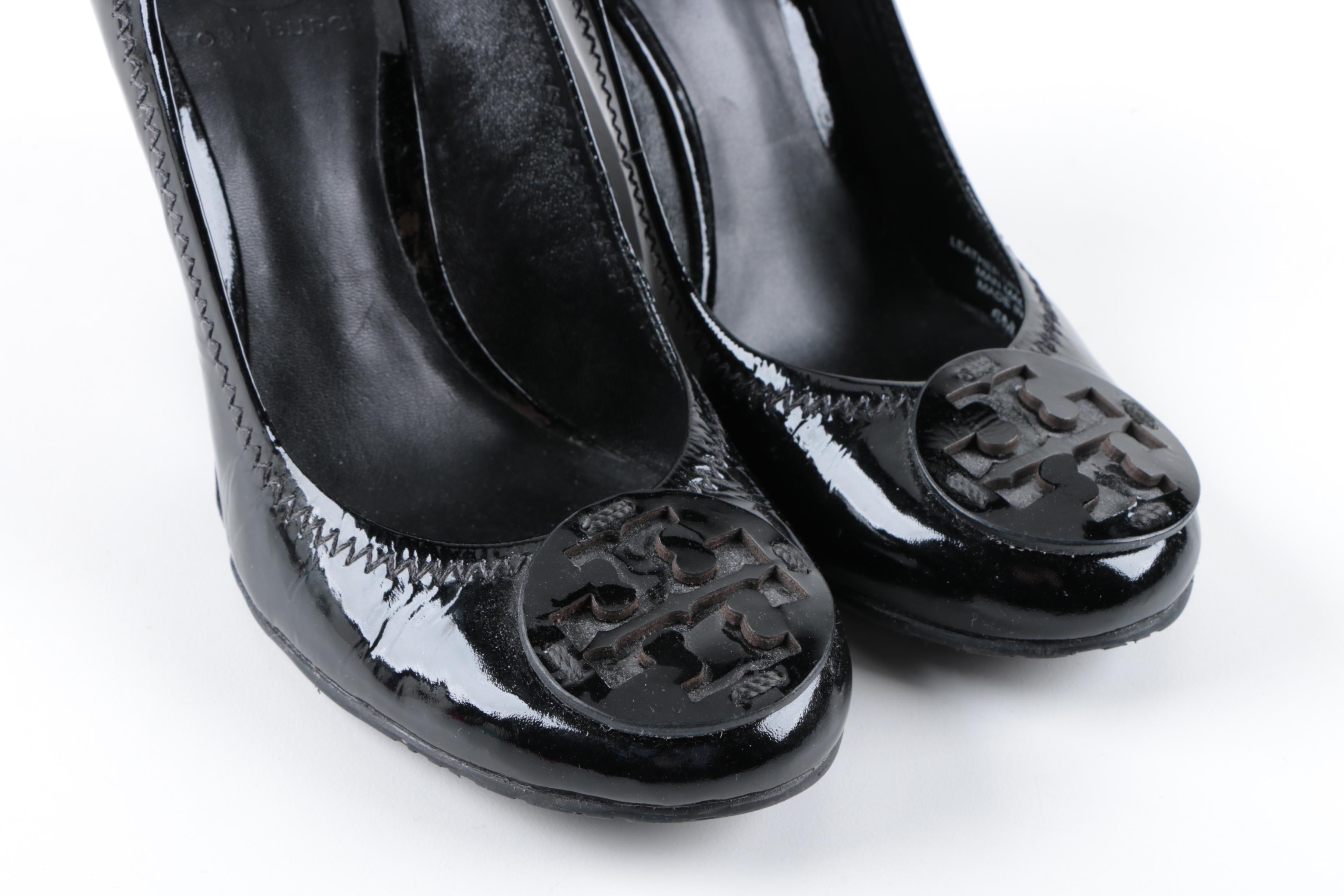 Tory Burch Sophie Black Patent Leather Wedges
