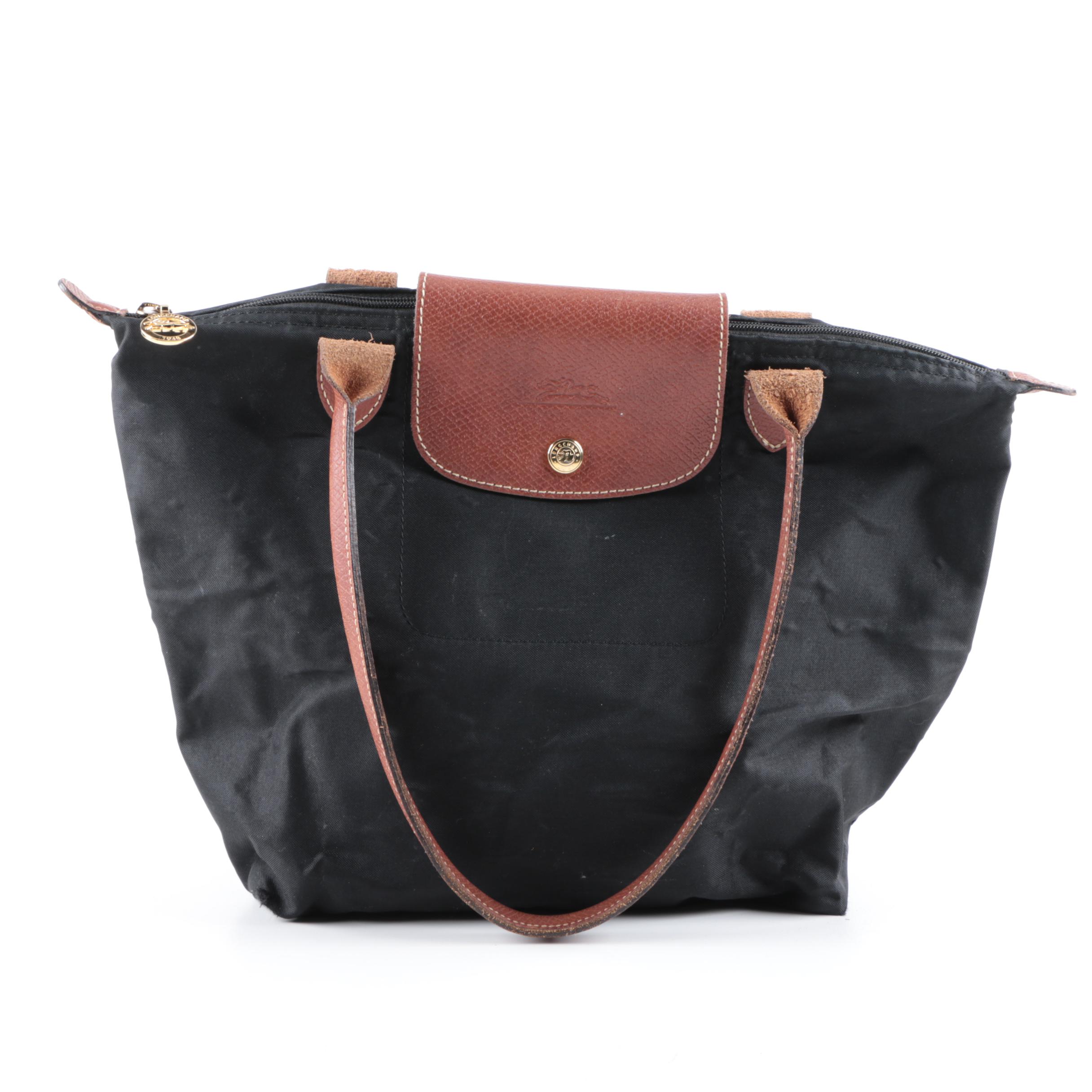 Longchamp Le Pliage Nylon and Leather Shoulder Tote
