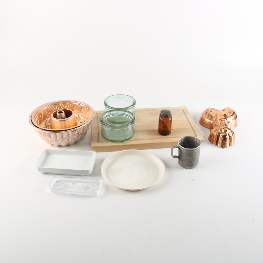 Cutting Board, Cookware and Copper Baking Molds