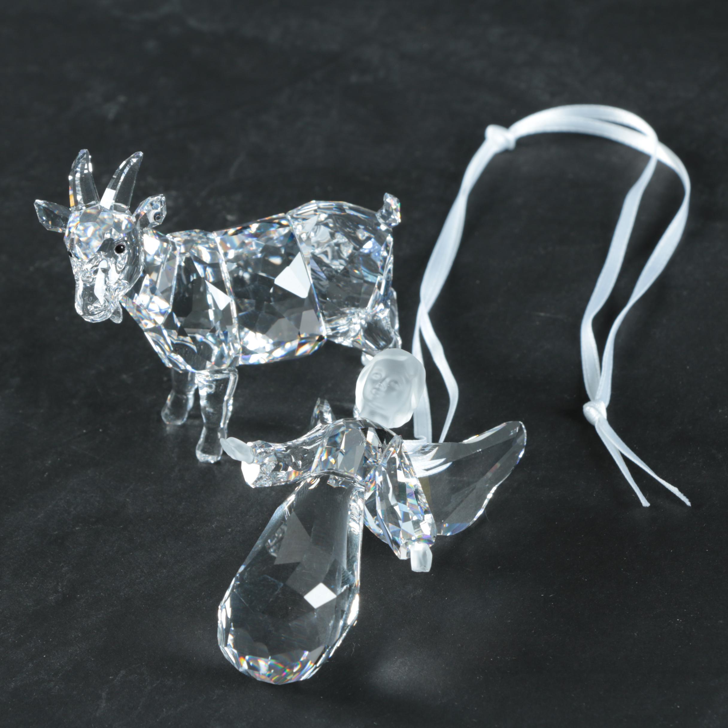 Swarovski Crystal Goat and Angel Figurine
