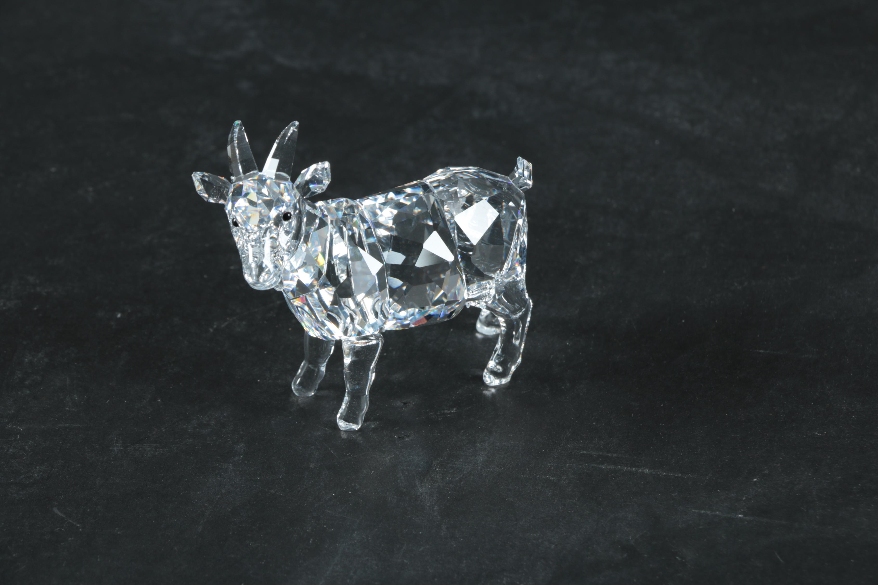 Swarovski Crystal Goat and Angel Figurine
