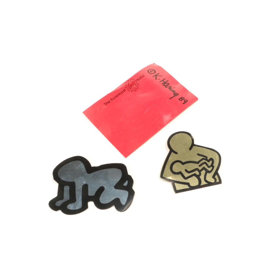 1989 Keith Haring "Radiant Baby" and "Mother and Child" Christmas Ornaments