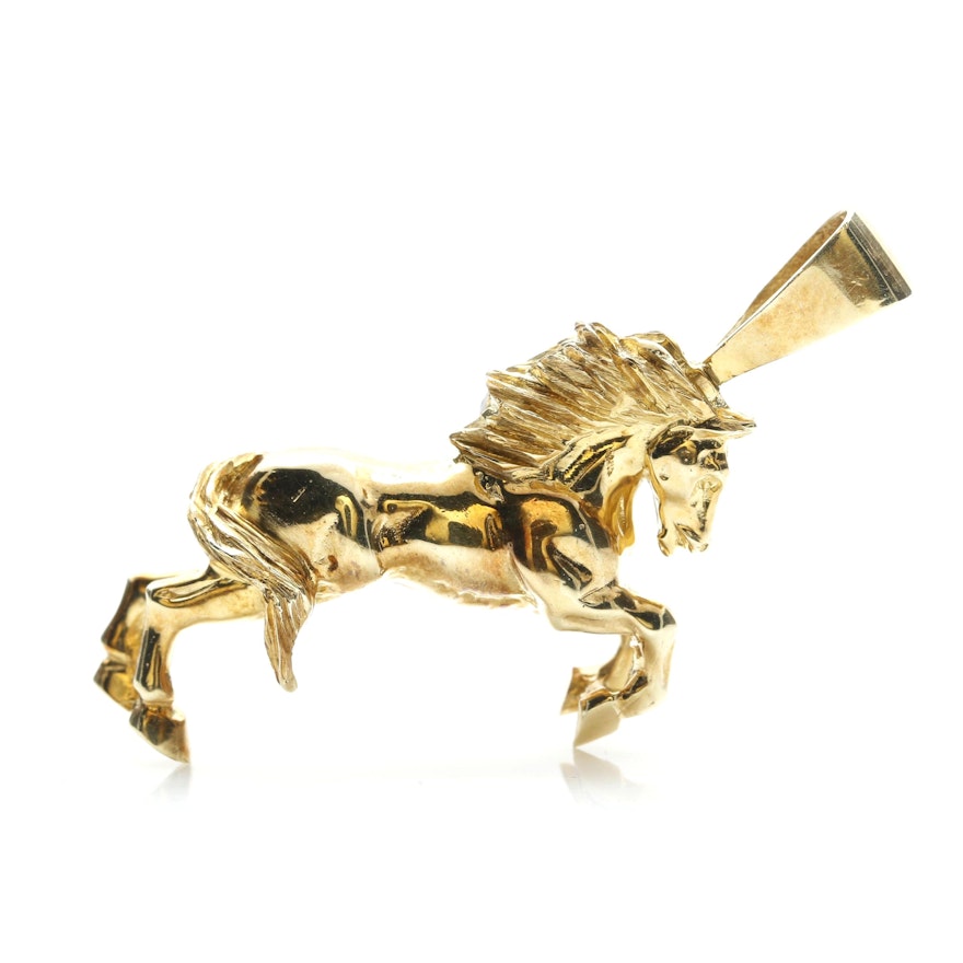 14K Yellow Gold Horse Charm