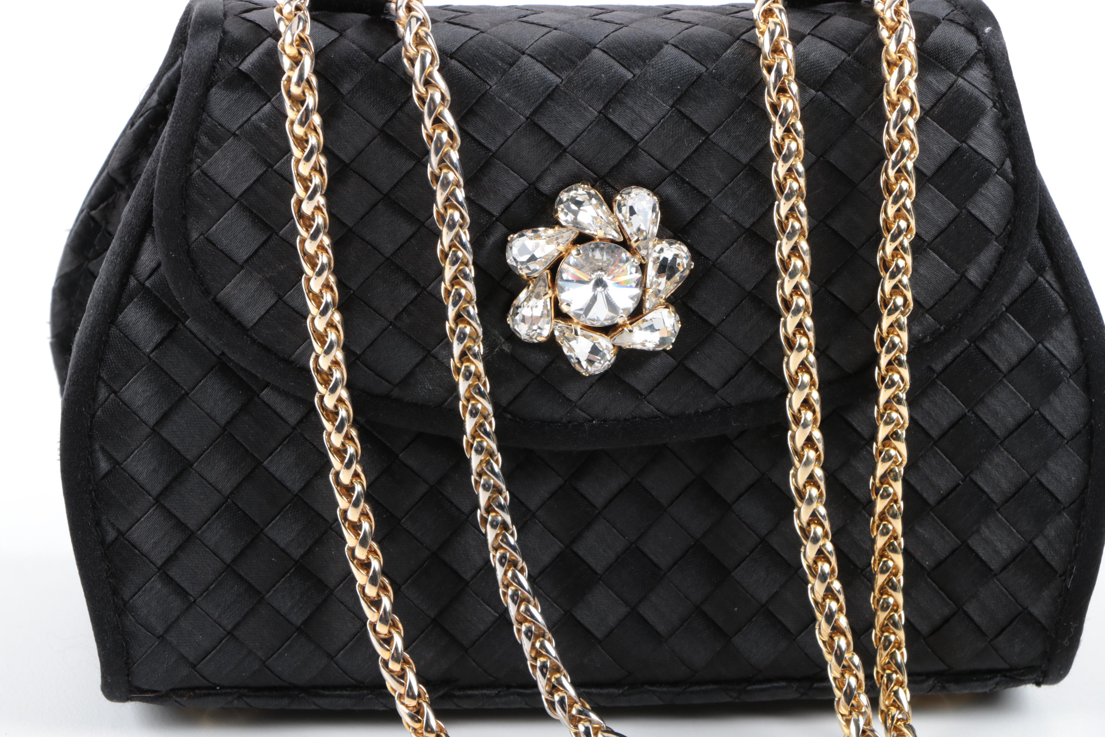 Siso Black Woven Ribbon Handbag