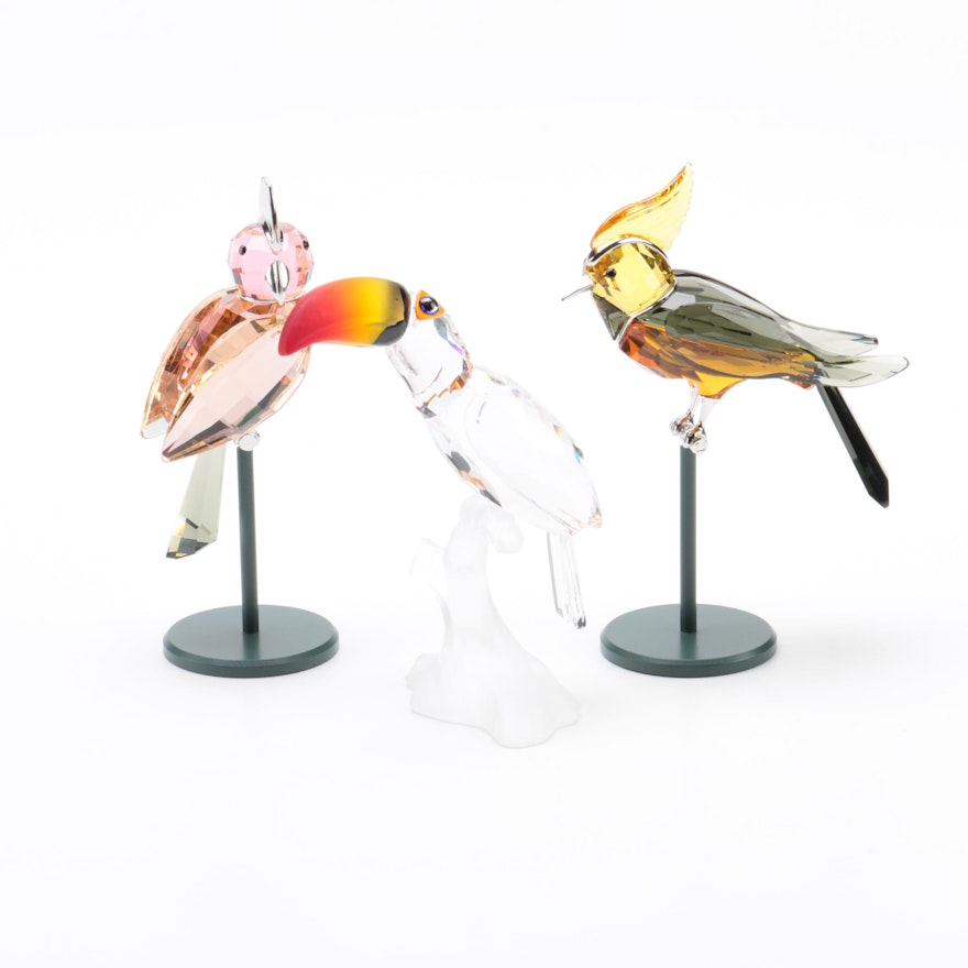 Collection of Three Swarovski Crystal Bird Figurines
