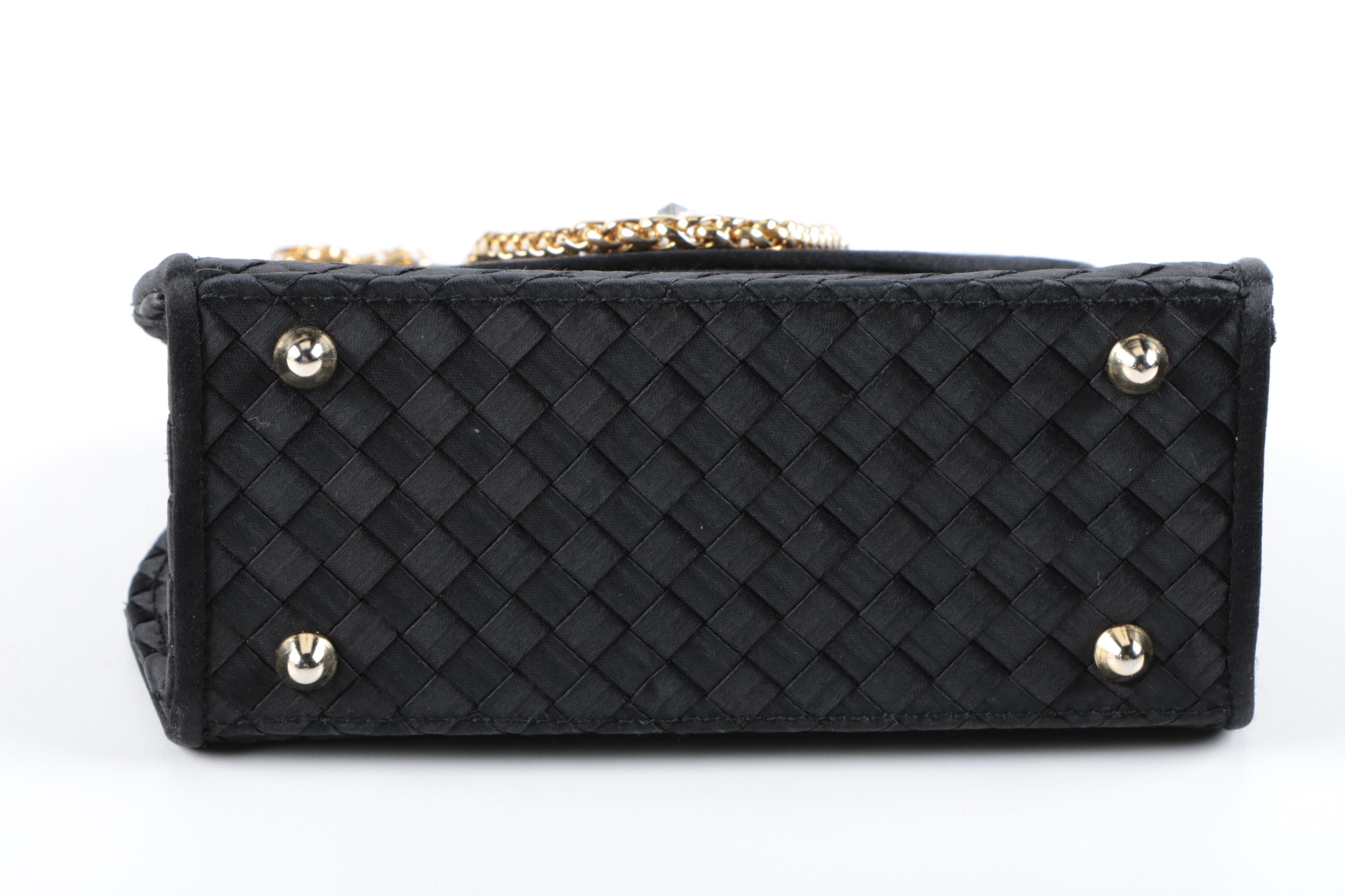 Siso Black Woven Ribbon Handbag