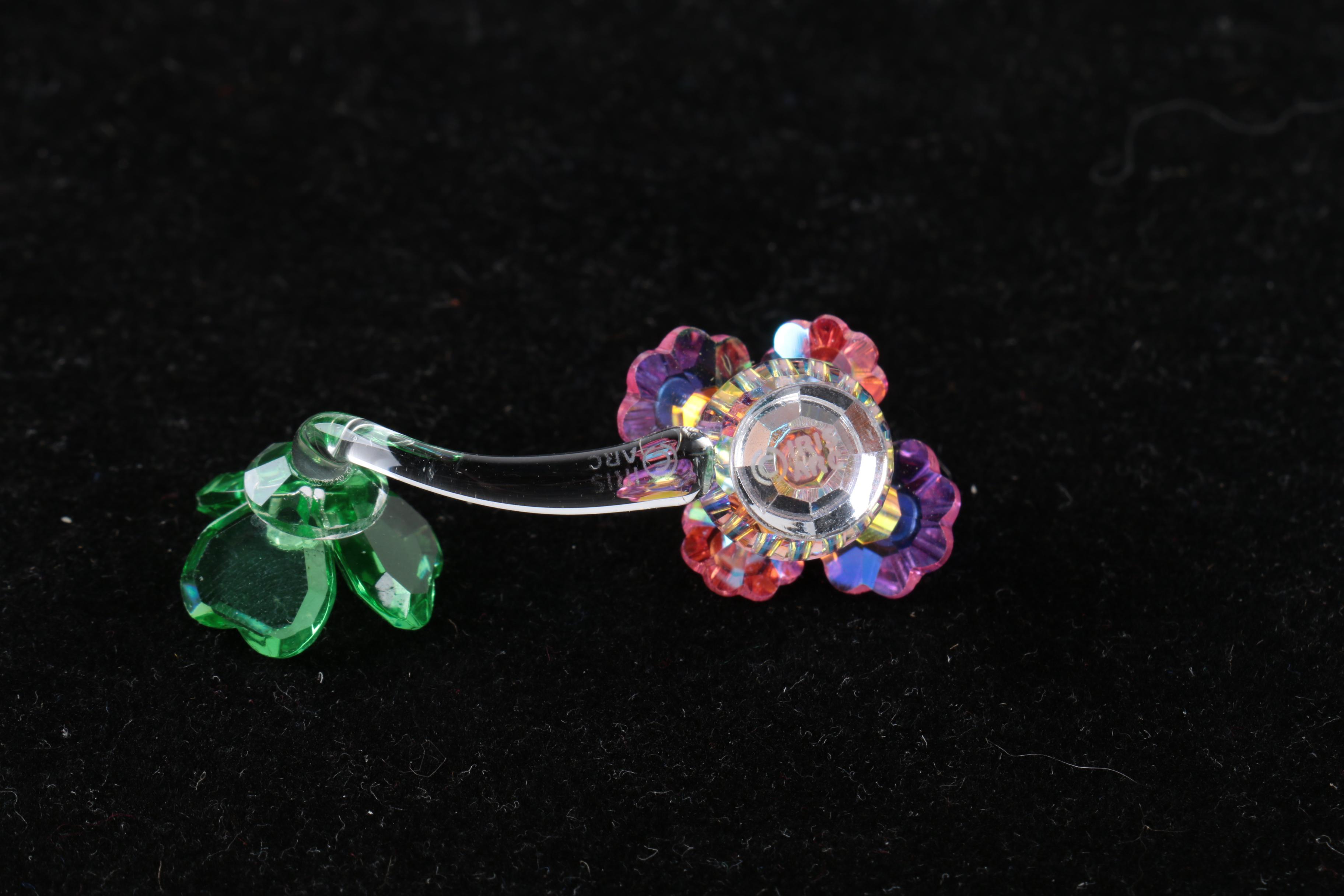 Collection of Six Swarovski and Iris Arc Crystal Floral Figurines