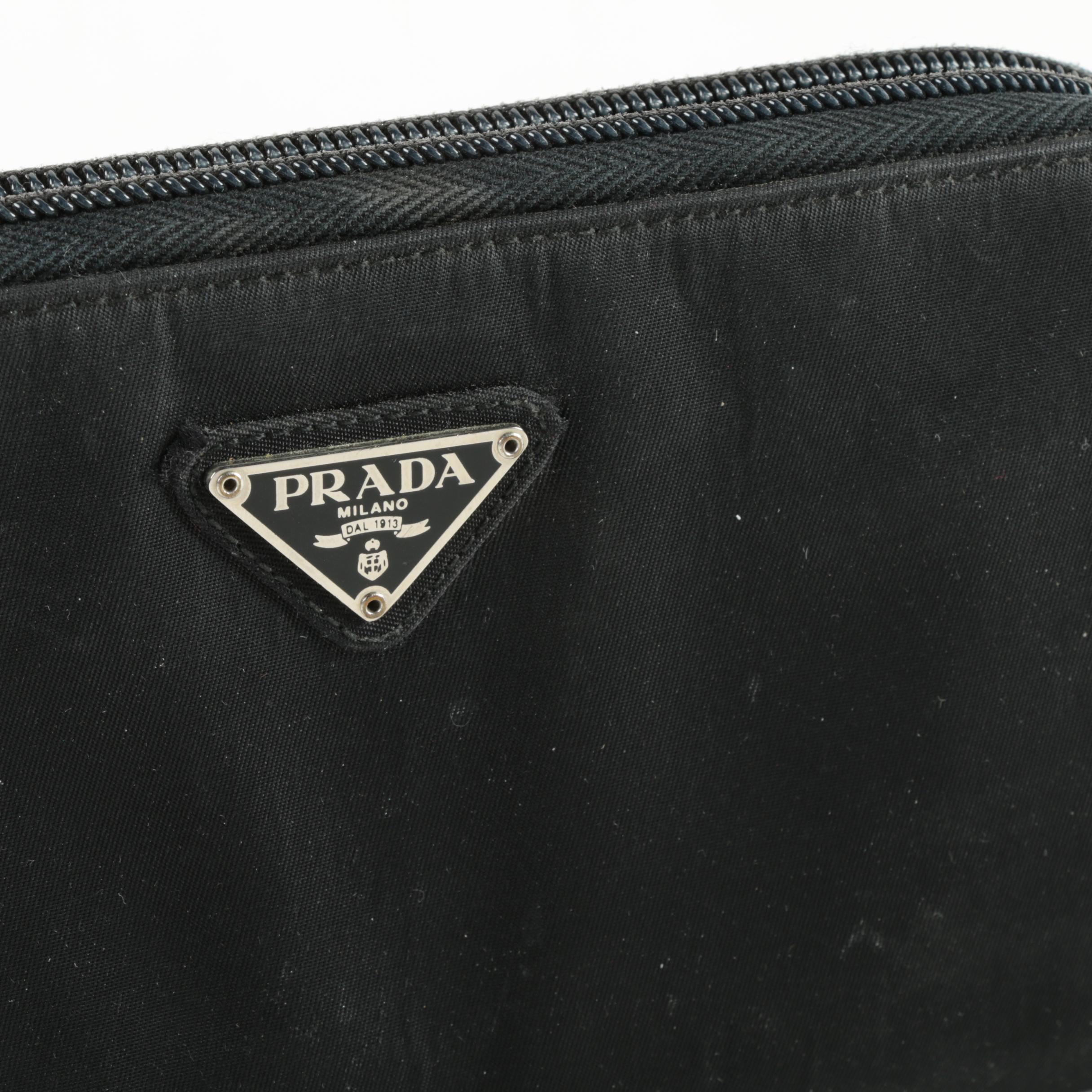 Prada Black Nylon Clutch Wallet