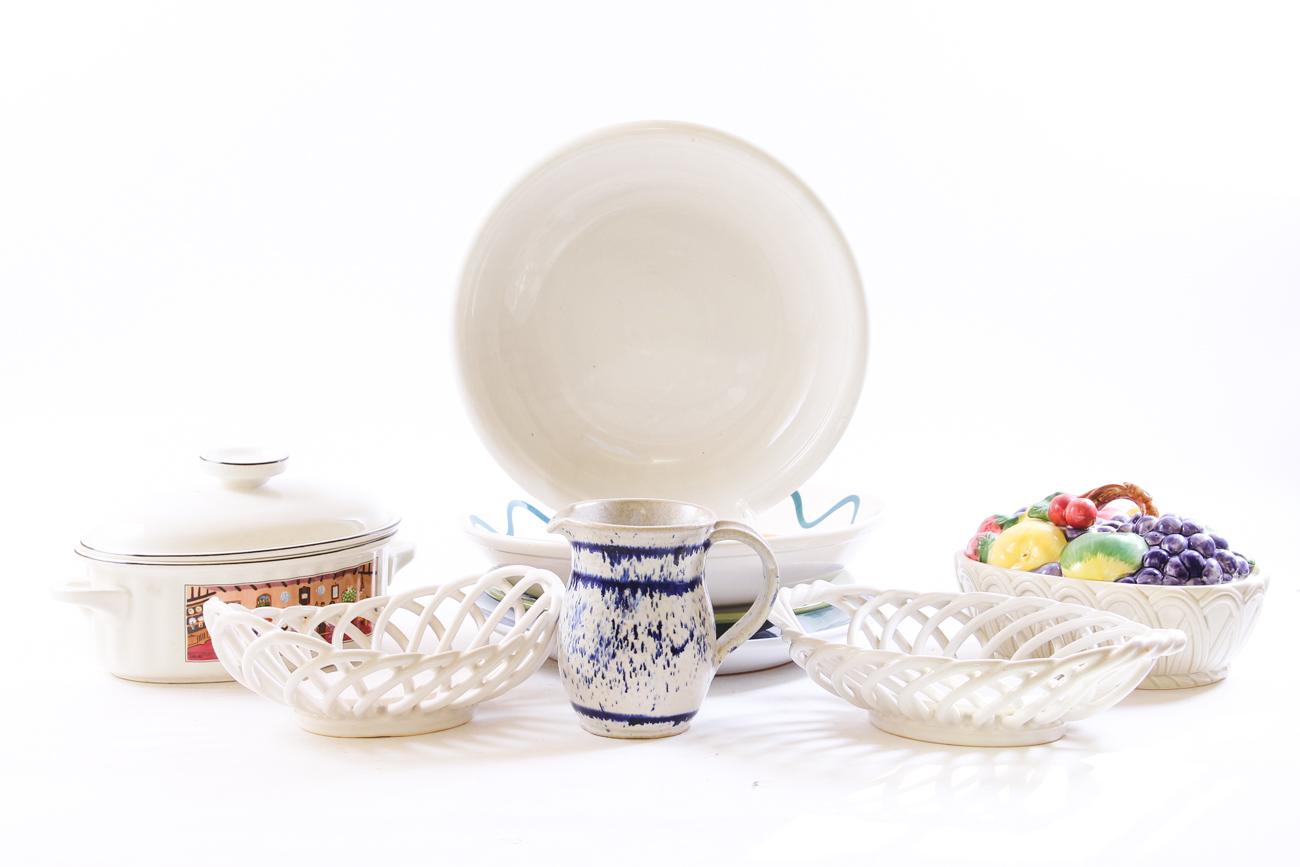 Pottery and Ceramic Serveware, Including Dansk, Villeroy and Boch, and Caleca