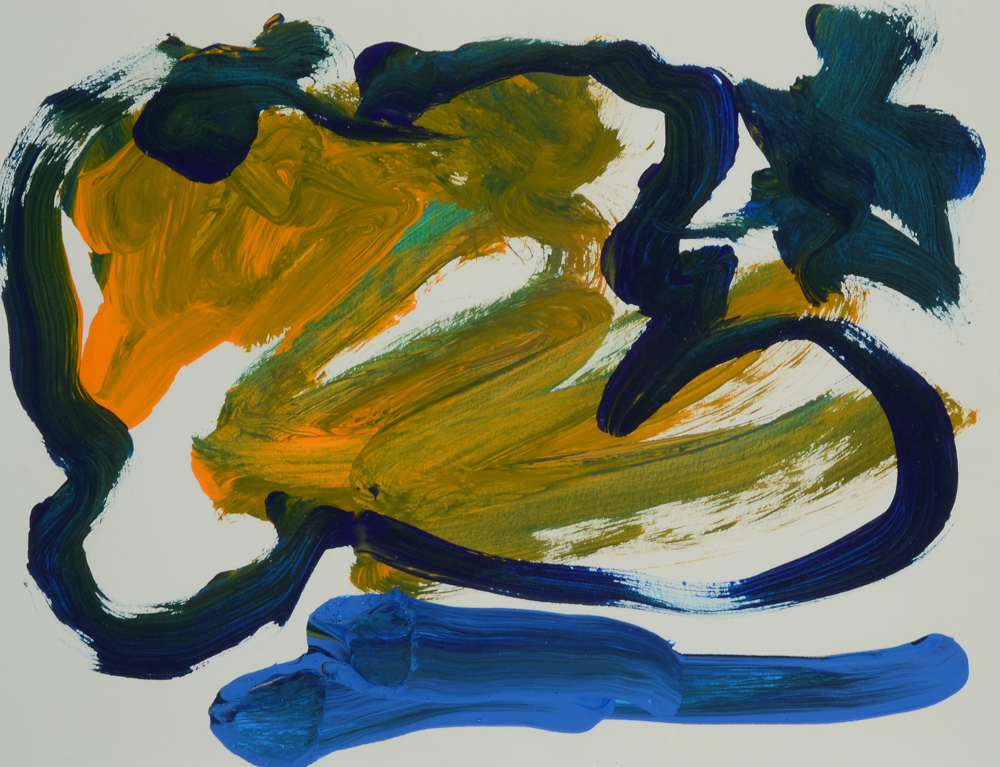 Three Paul Chidlaw Acrylic on Paper Abstract Paintings