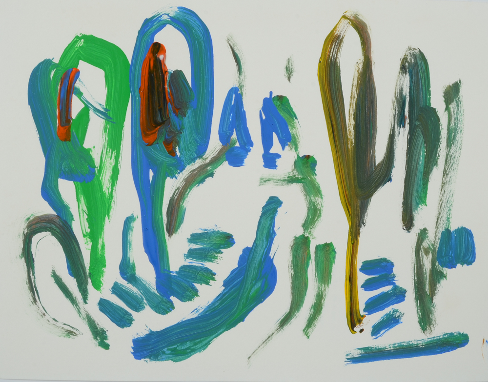 Three Paul Chidlaw Acrylic on Paper Abstract Paintings