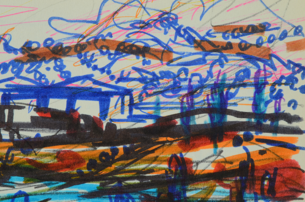 Paul Chidlaw Collection of Four Marker Drawings on Paper