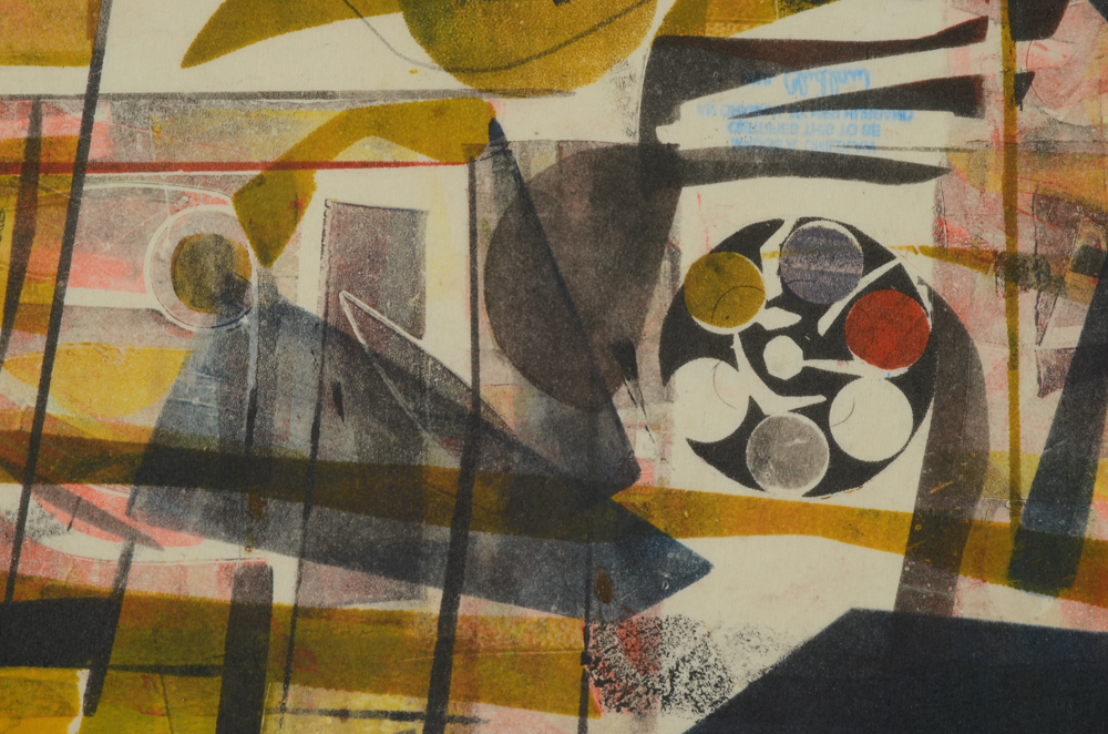 Two Paul Chidlaw Abstract Mixed Media Color Collagraph Prints