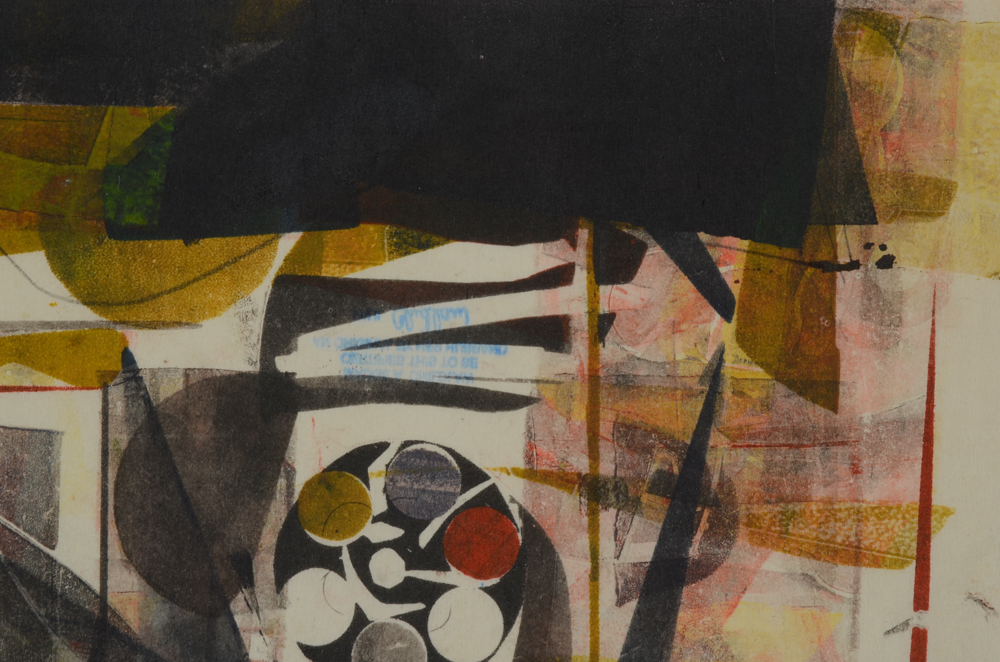 Two Paul Chidlaw Abstract Mixed Media Color Collagraph Prints