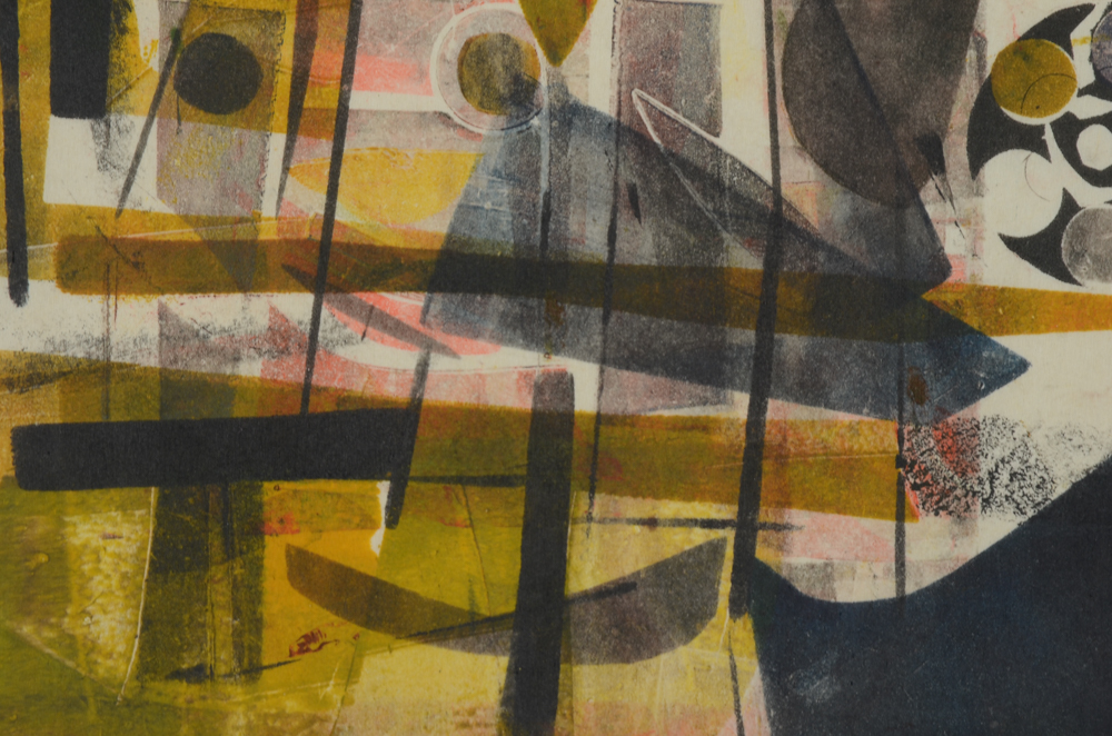 Two Paul Chidlaw Abstract Mixed Media Color Collagraph Prints