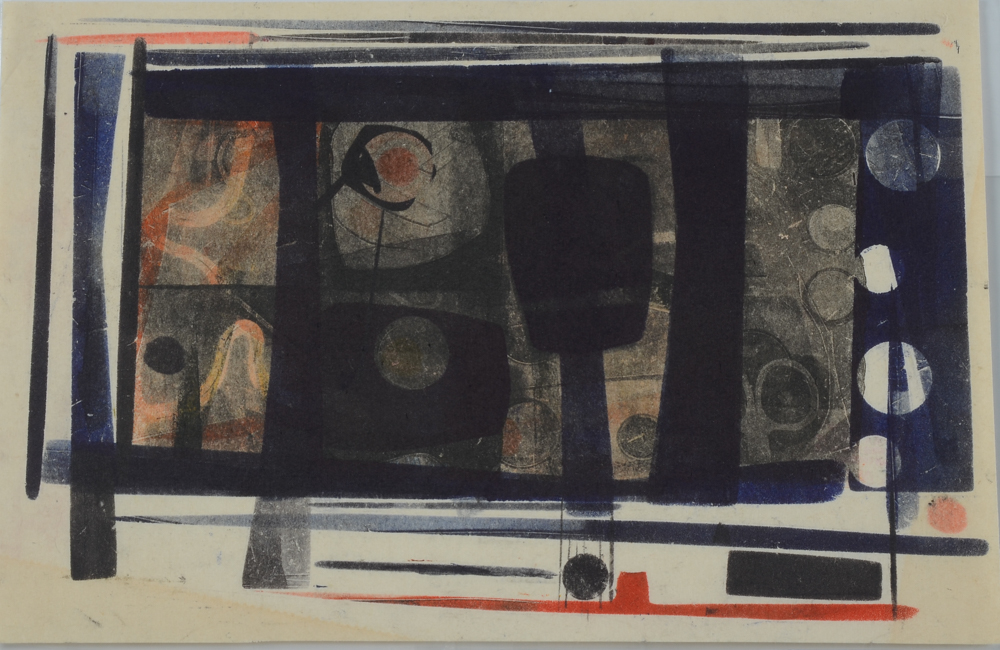 Two Paul Chidlaw Abstract Mixed Media Color Collagraph Prints