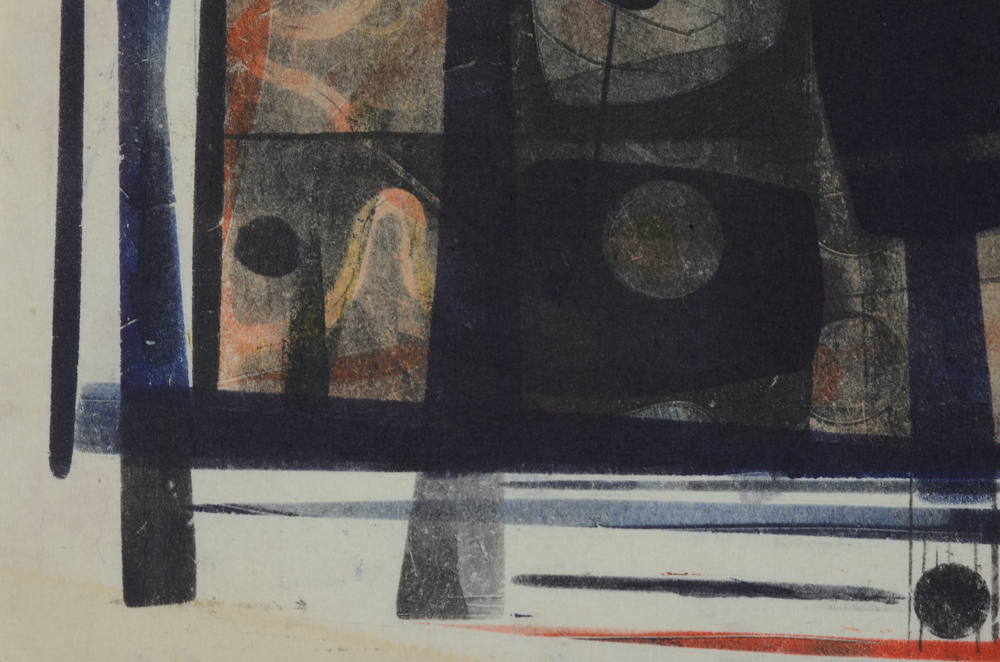 Two Paul Chidlaw Abstract Mixed Media Color Collagraph Prints