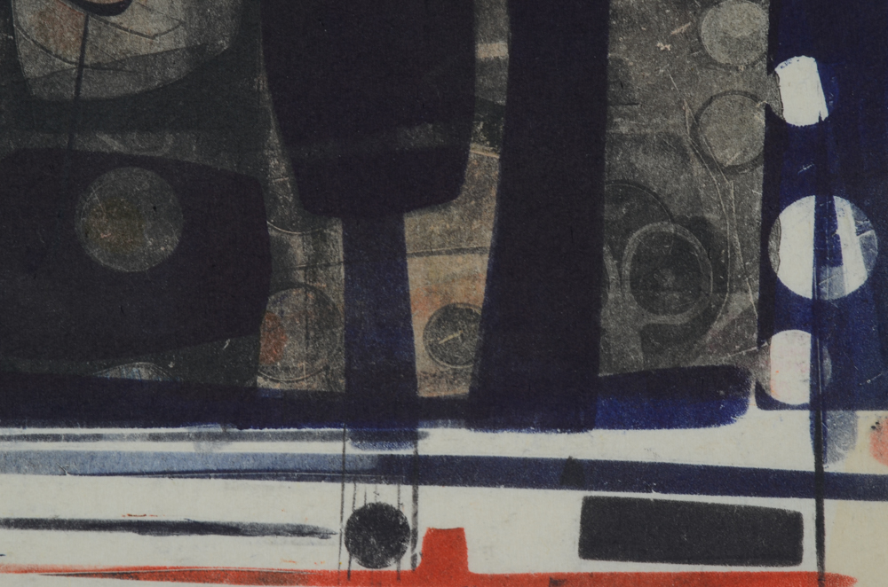 Two Paul Chidlaw Abstract Mixed Media Color Collagraph Prints