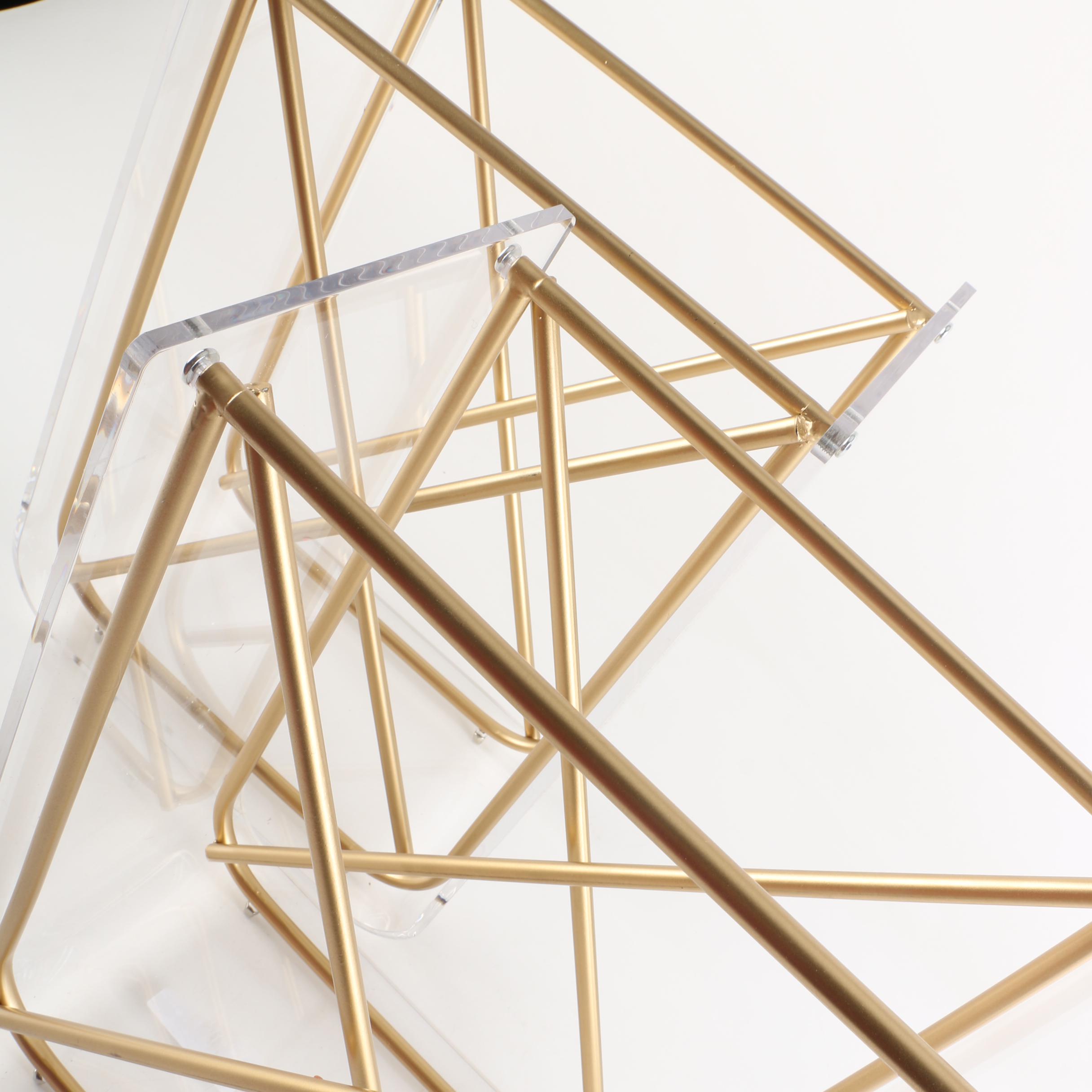 Modernist Acrylic and Gold Tone Metal Accent Tables