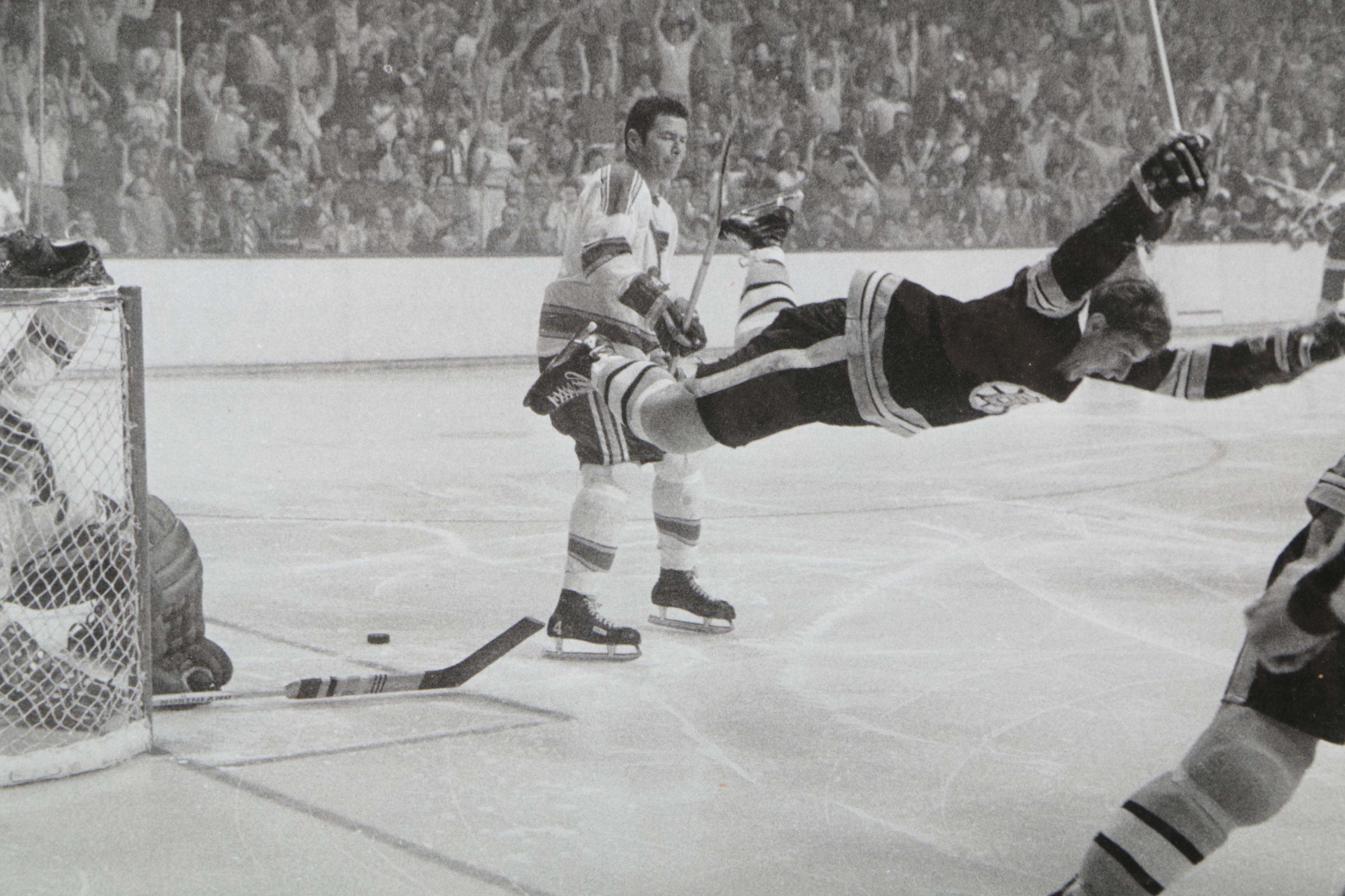 Black and White Photograph of Bobby Orr at 1970 Stanley Cup
