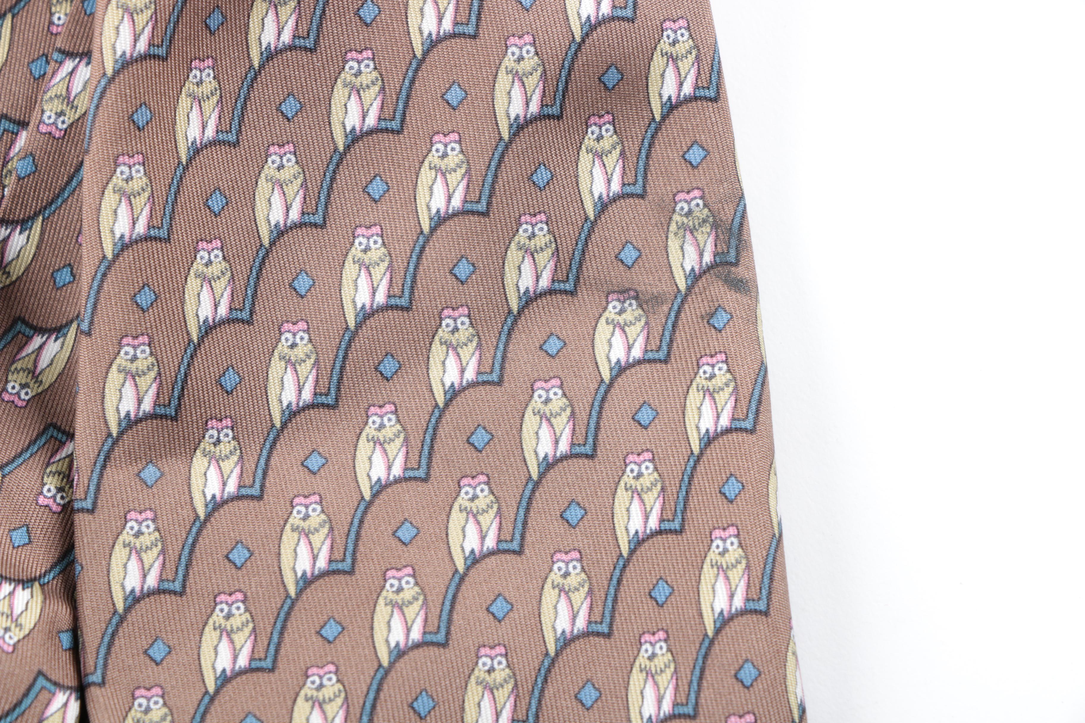 Hermès of Paris Silk Necktie in an Owl Print
