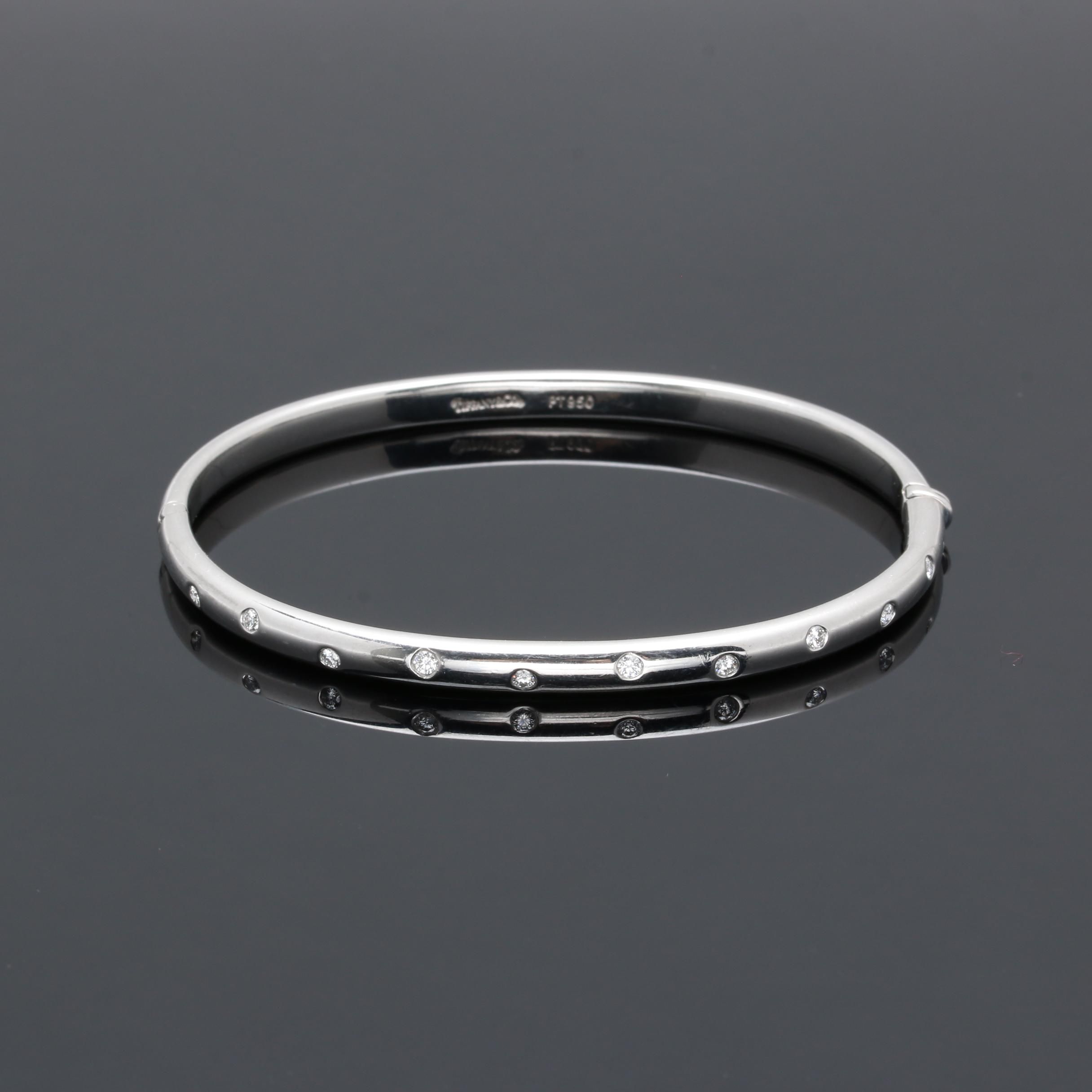 Tiffany & Co. "Étoile" Platinum Diamond Bangle Bracelet