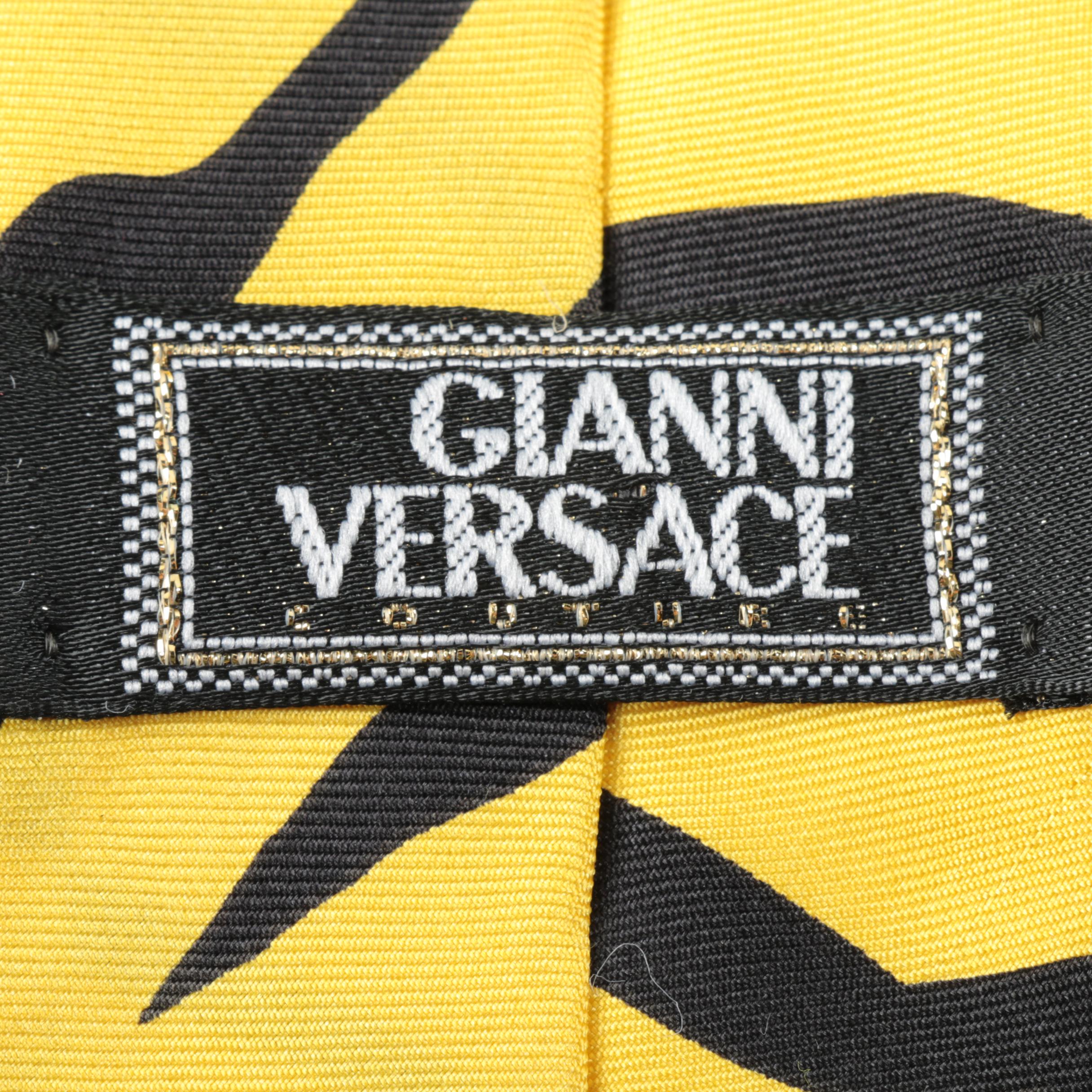 Gianni Versace Couture Bold Patterned Silk Necktie, Made in Italy