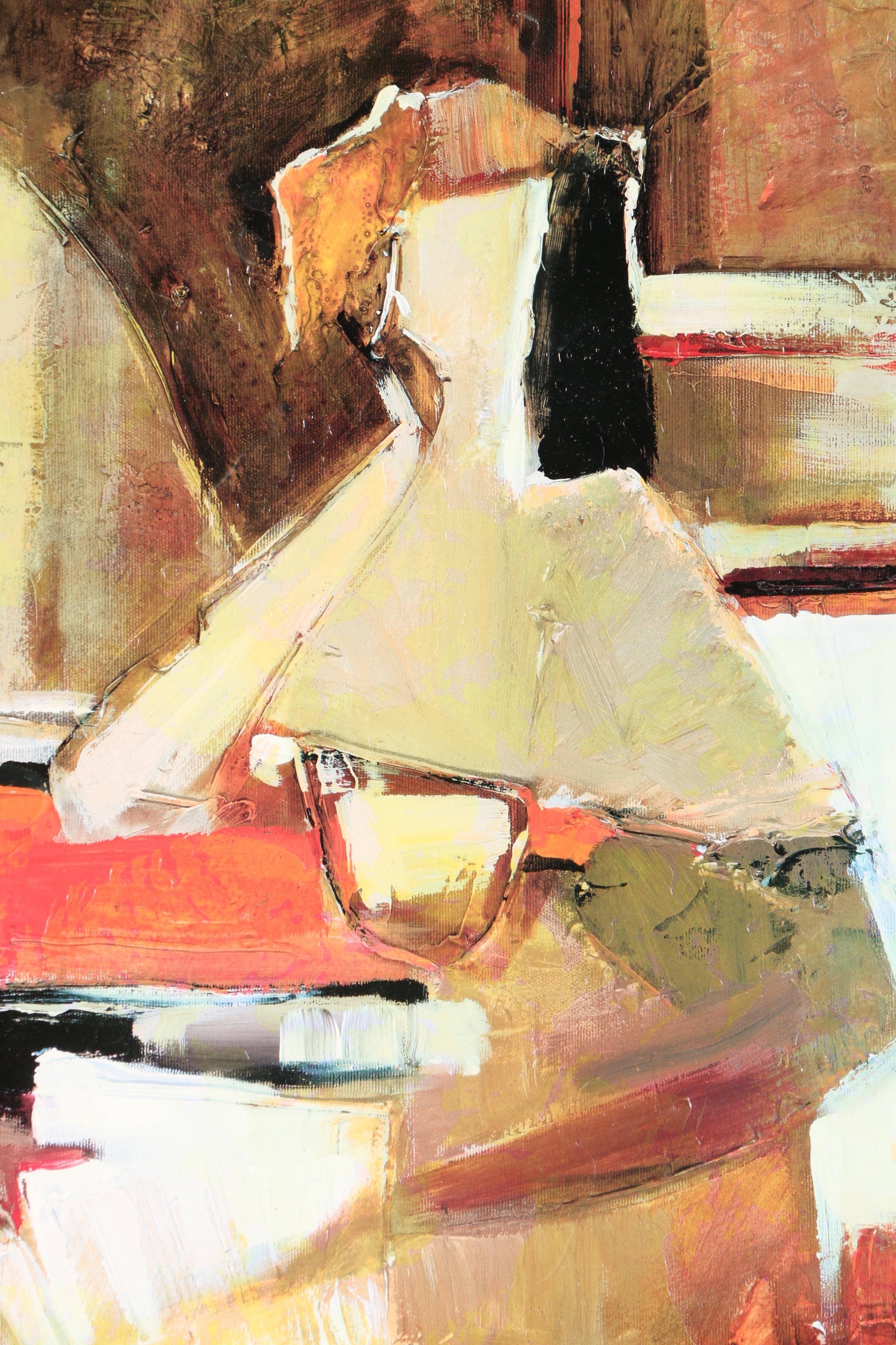 Yuri Tremler Offset Lithograph Print on Canvas "At the Keyboard"