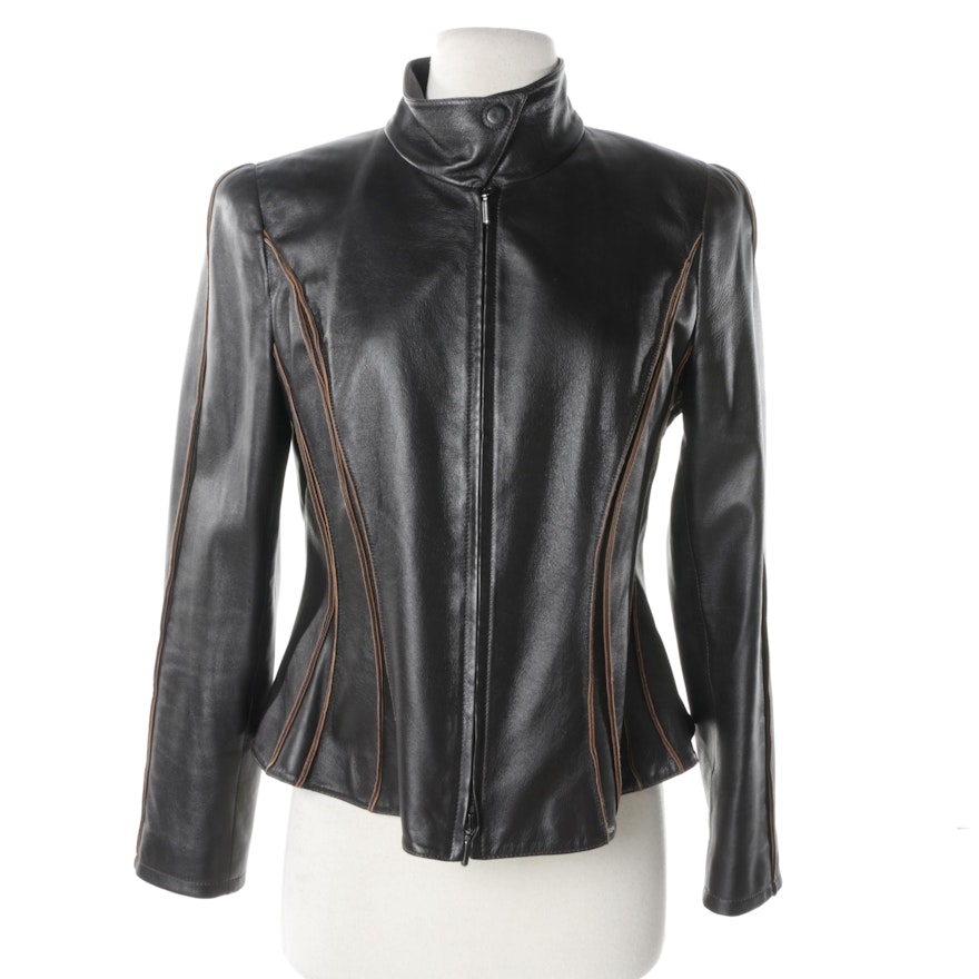 Giorgio Armani Collezioni Leather Motorcycle Jacket