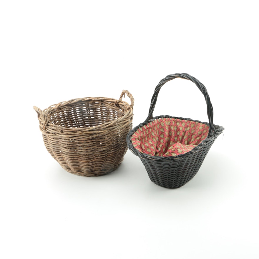 Woven Wicker Handled Baskets