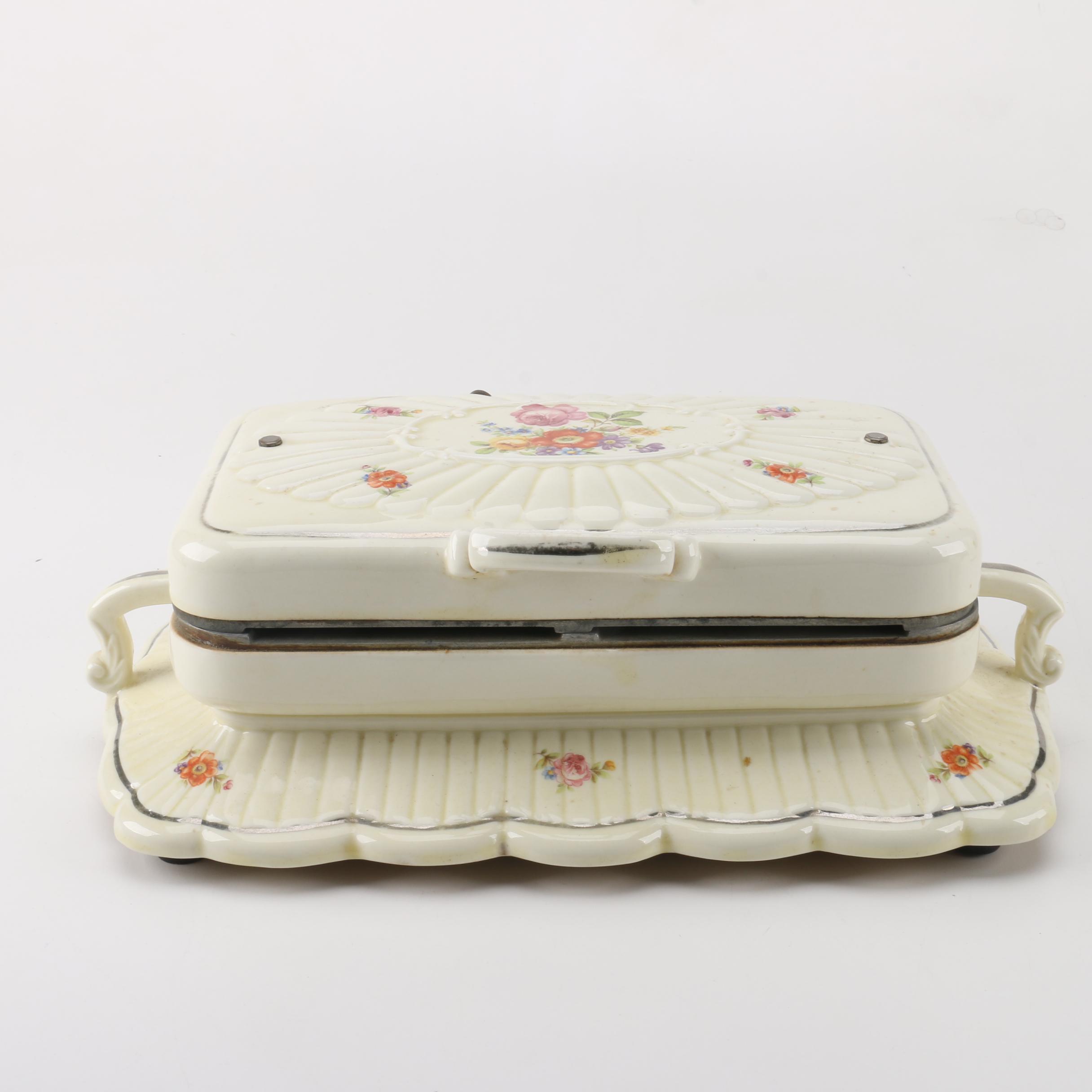 Porcelier "Field Flowers" Griddle and Percolator with Matching Creamer and Sugar