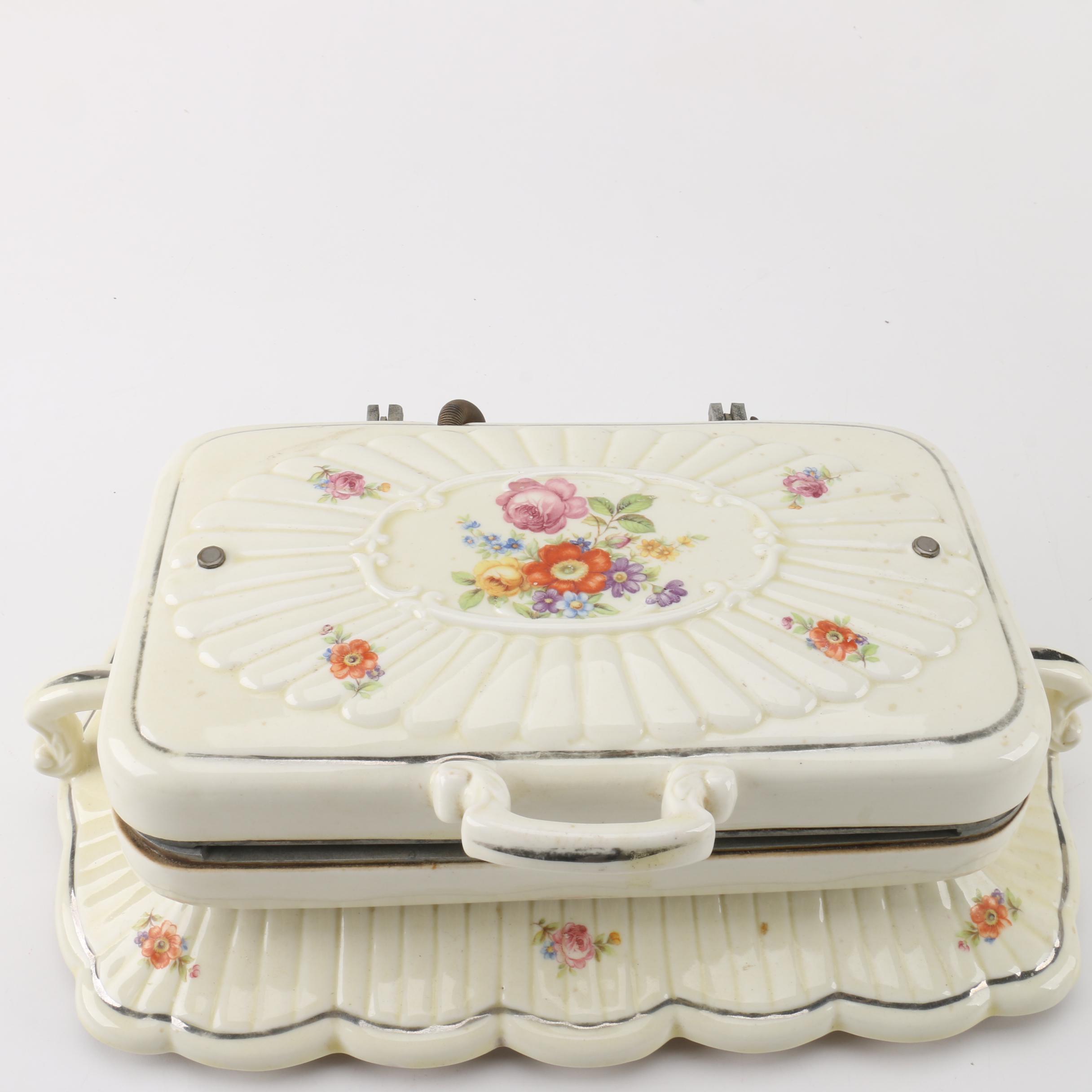 Porcelier "Field Flowers" Griddle and Percolator with Matching Creamer and Sugar