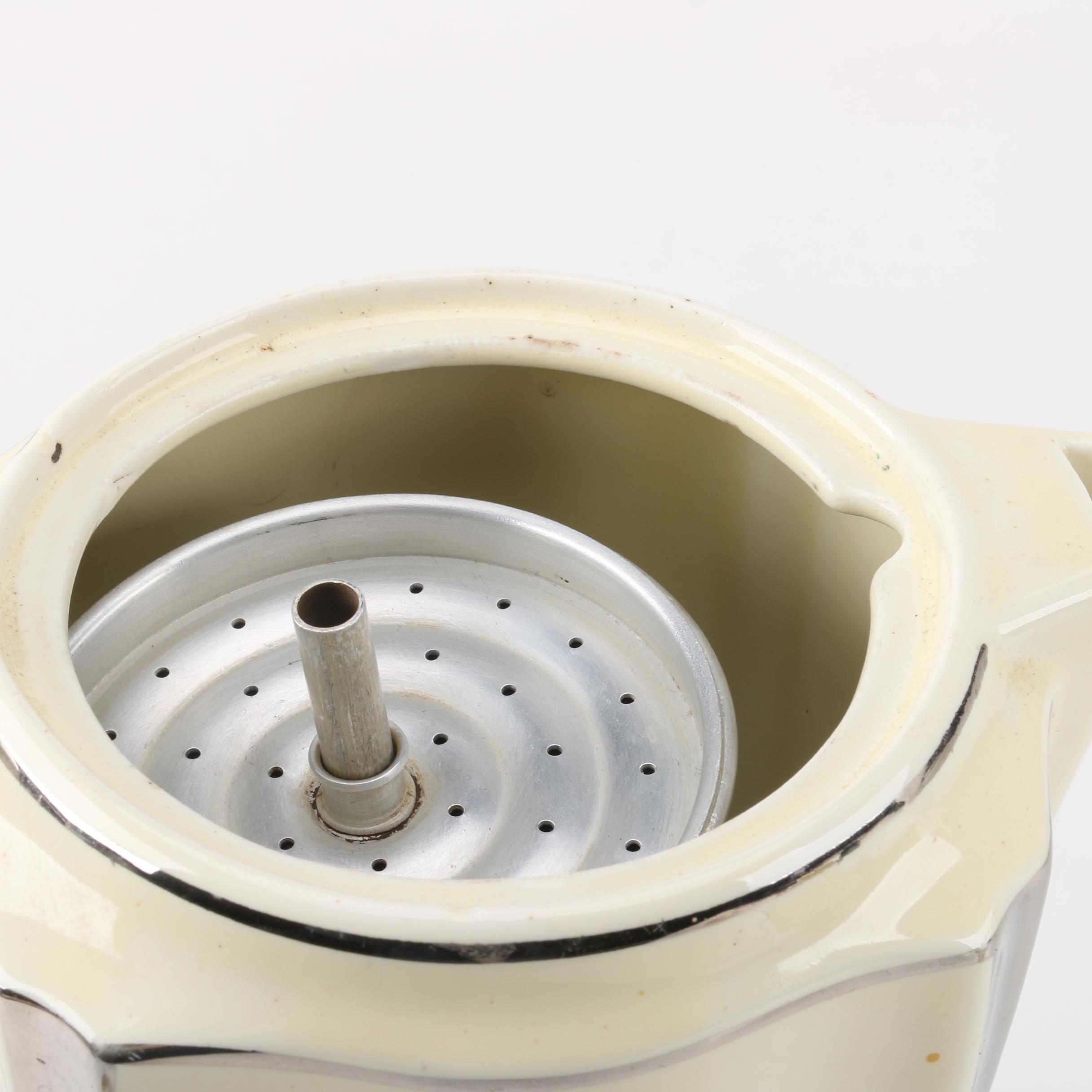 Porcelier "Field Flowers" Griddle and Percolator with Matching Creamer and Sugar