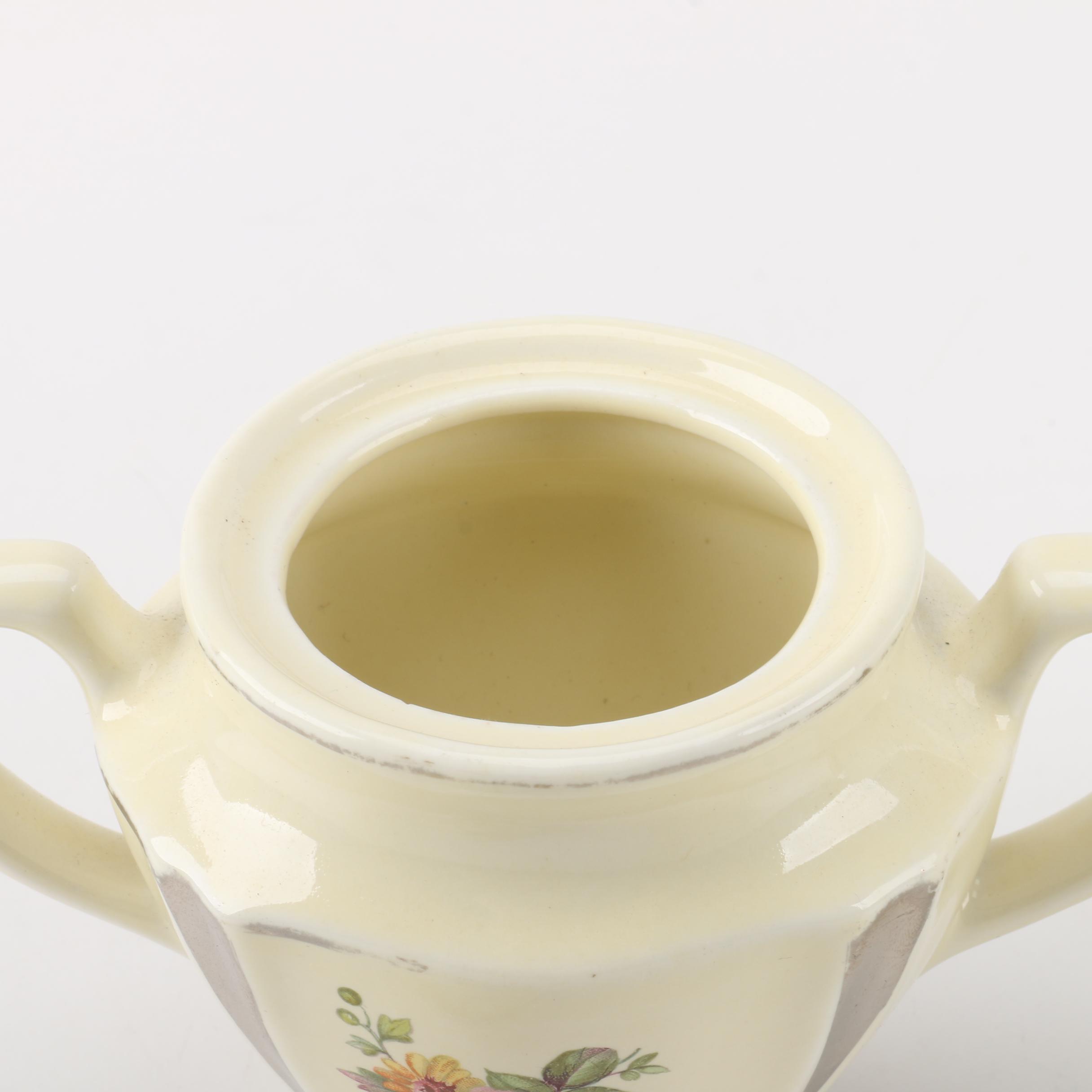 Porcelier "Field Flowers" Griddle and Percolator with Matching Creamer and Sugar