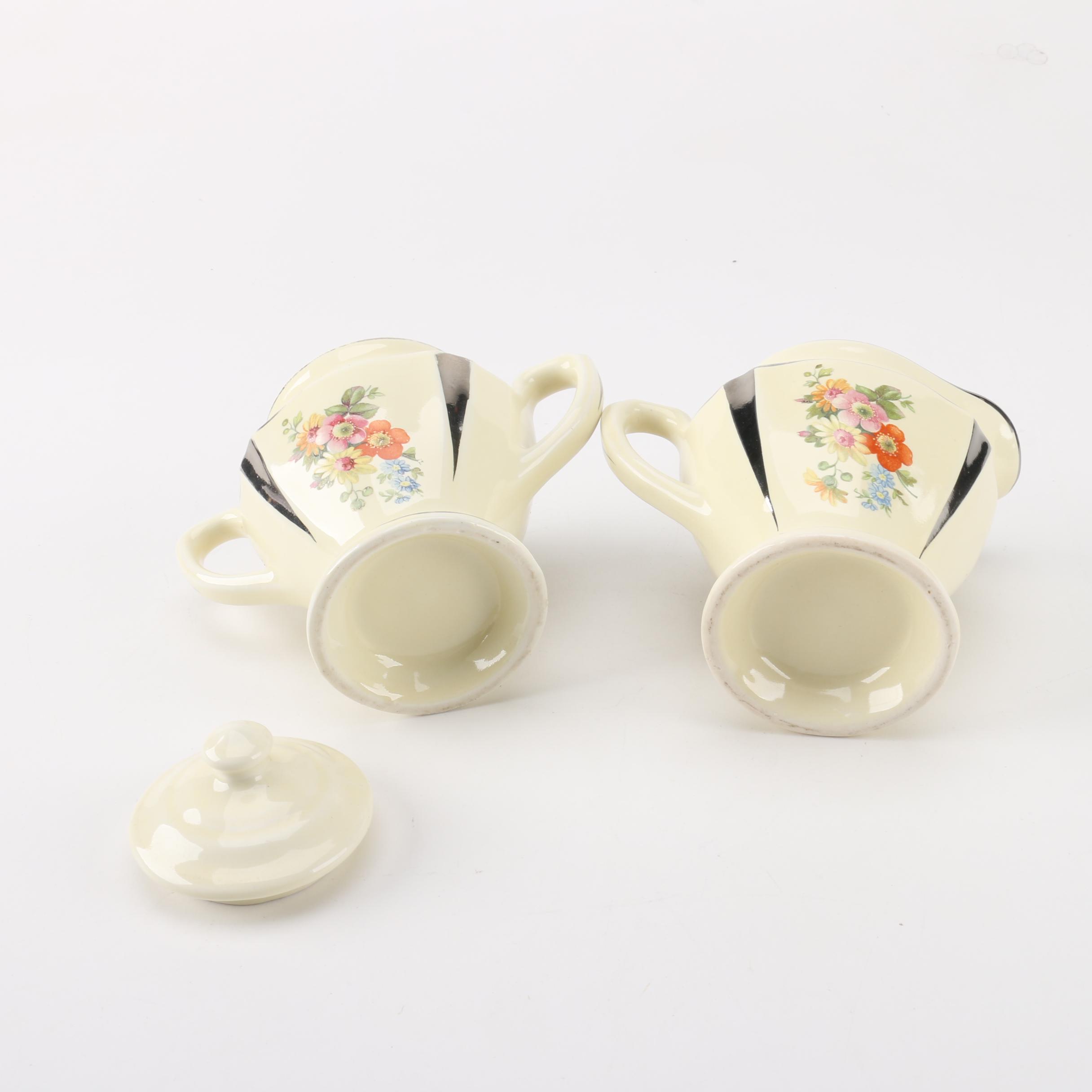 Porcelier "Field Flowers" Griddle and Percolator with Matching Creamer and Sugar