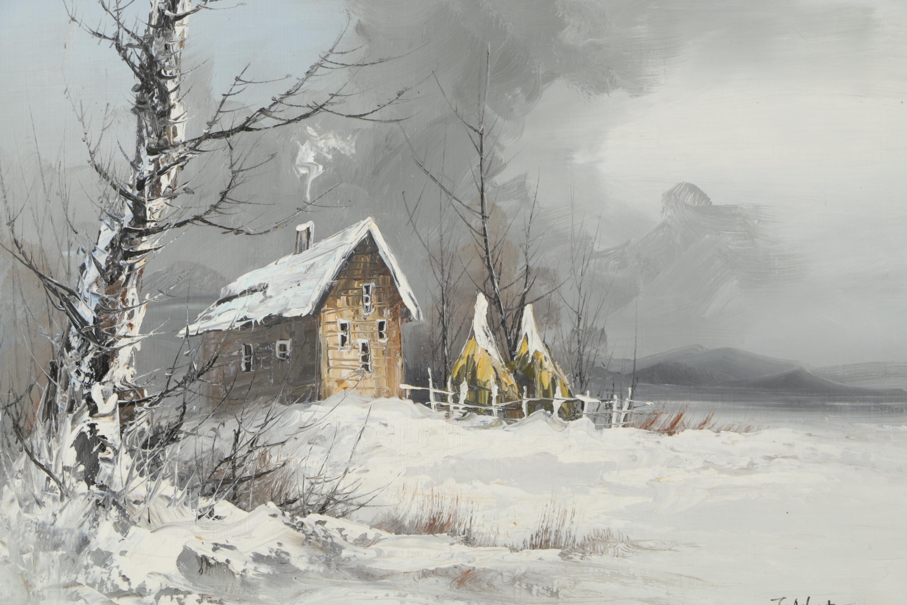 Oil Painting of a Winter Landscape