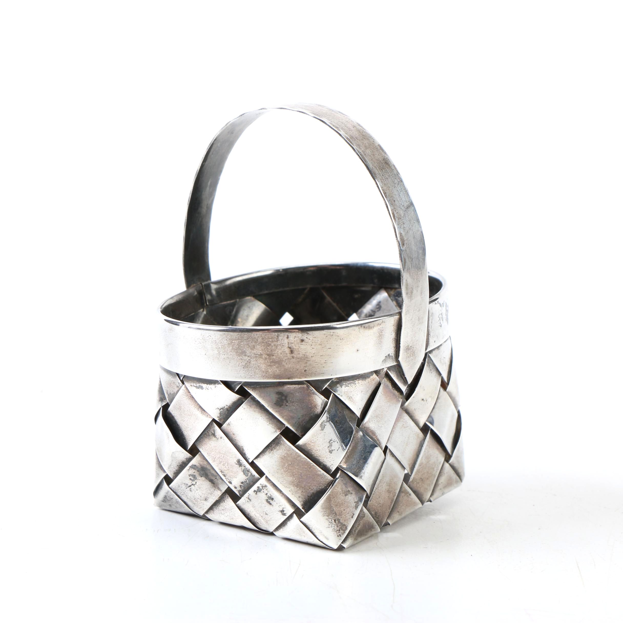 Cartier Miniature Hand Made Sterling Silver Basket