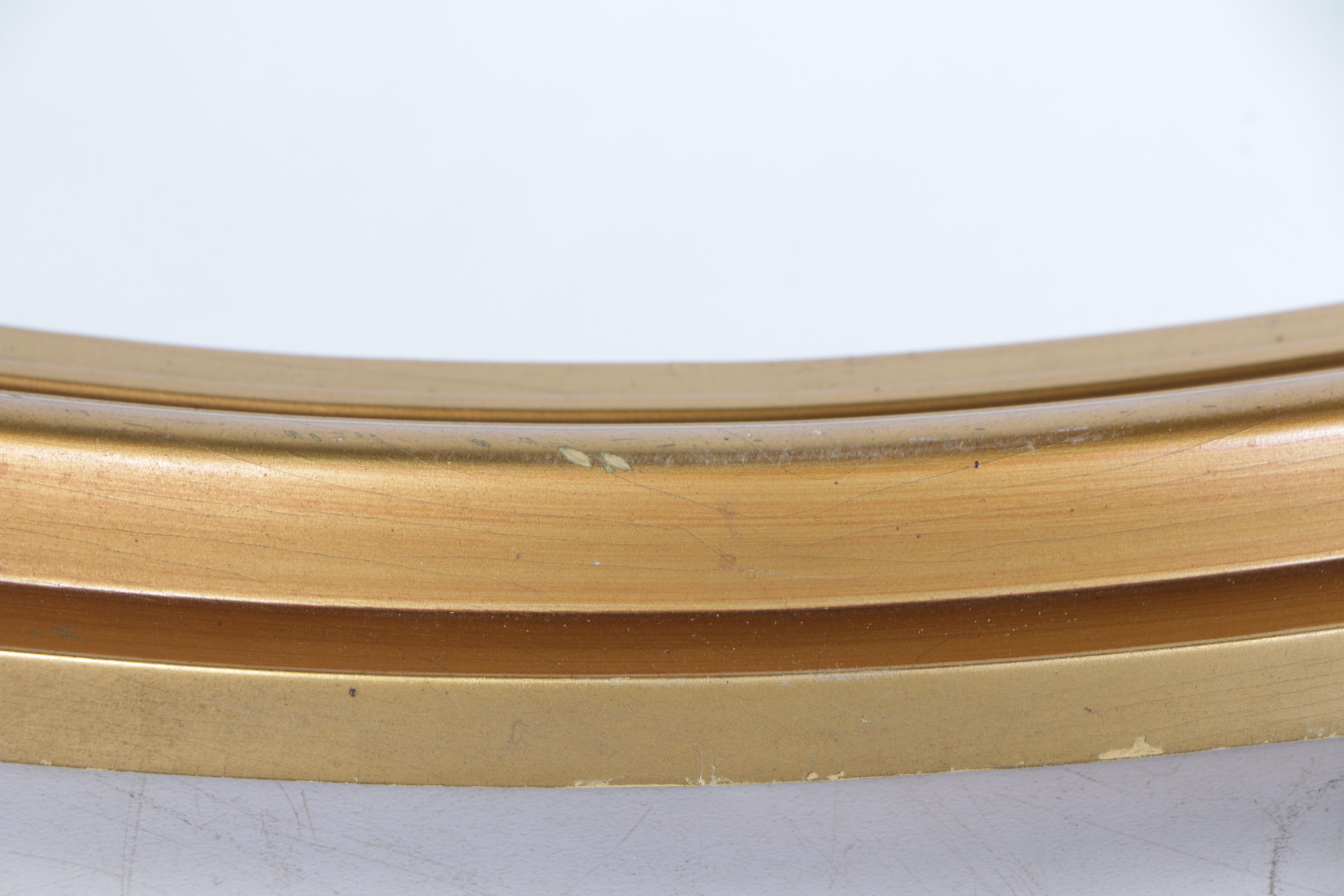 Vintage Wood Framed Oval Wall Mirror