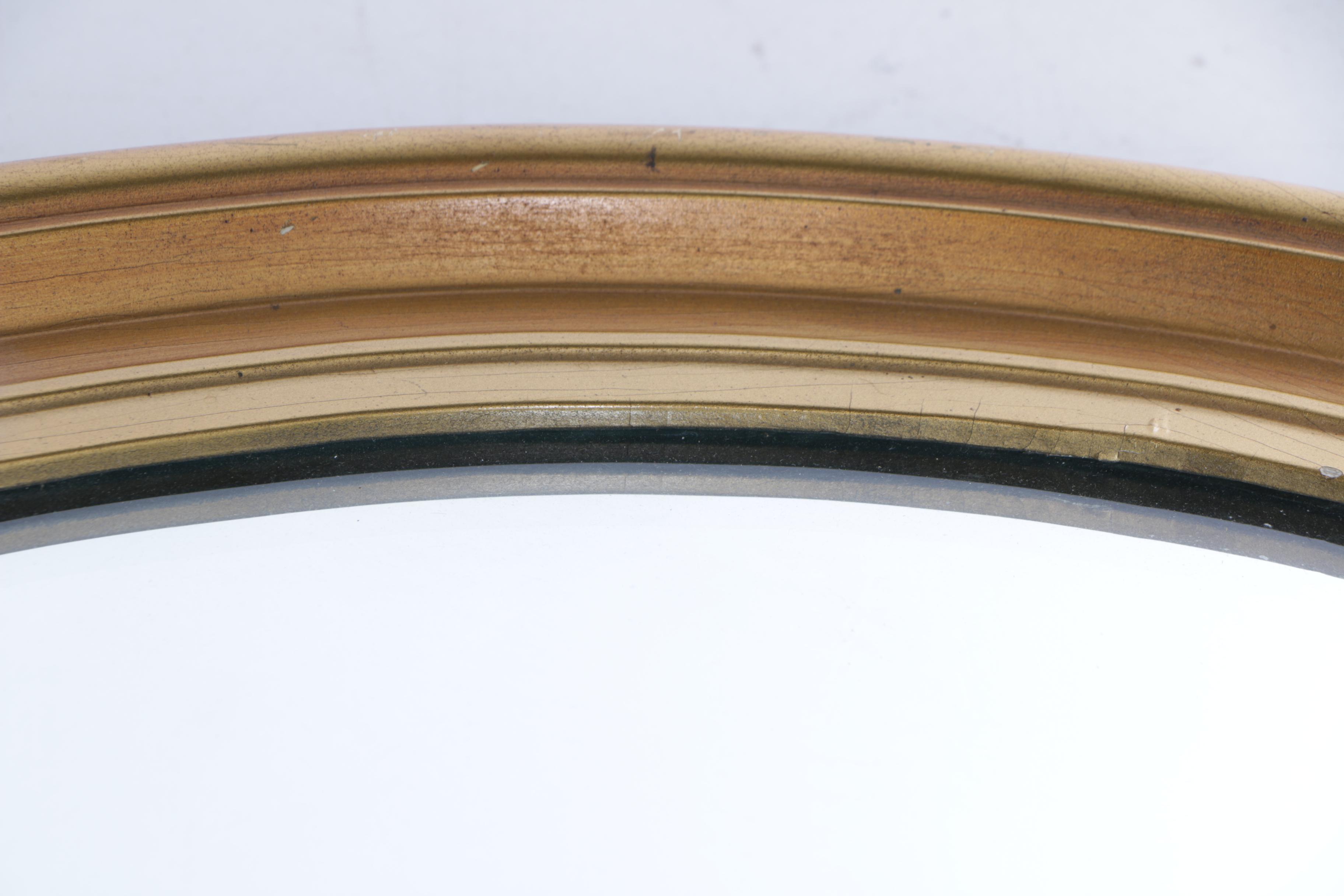 Vintage Wood Framed Oval Wall Mirror