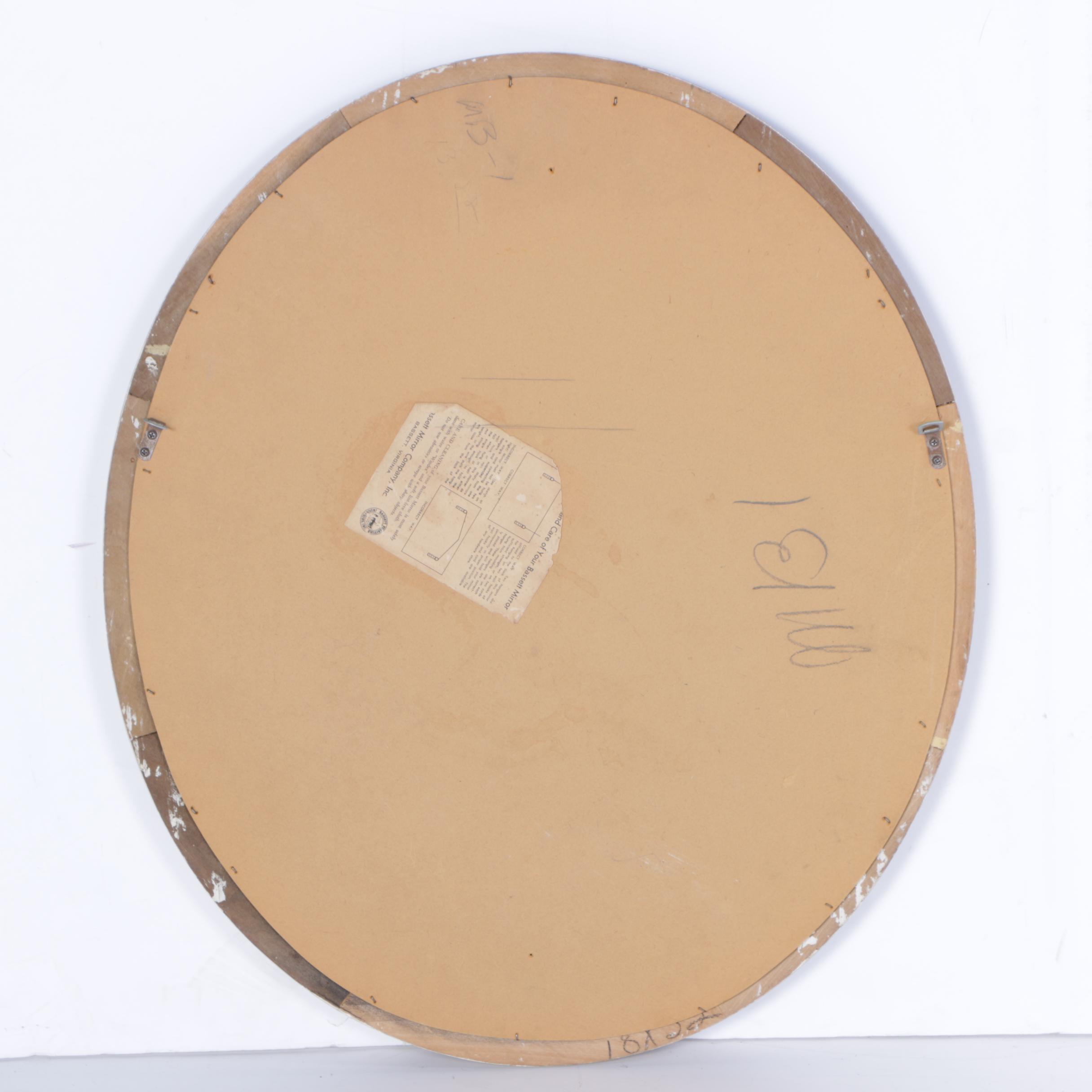 Vintage Wood Framed Oval Wall Mirror