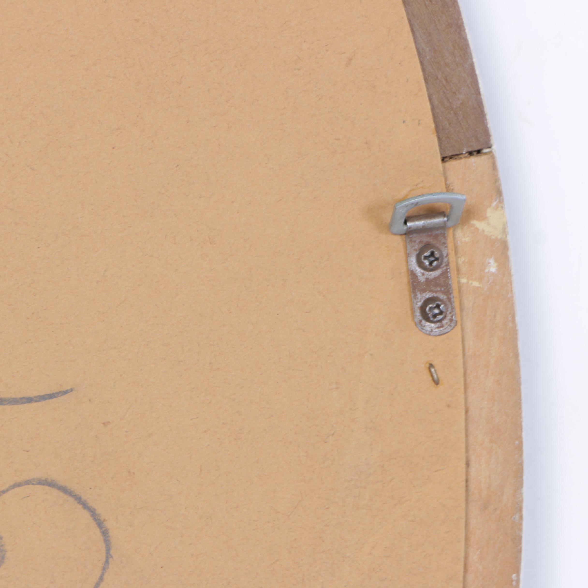 Vintage Wood Framed Oval Wall Mirror