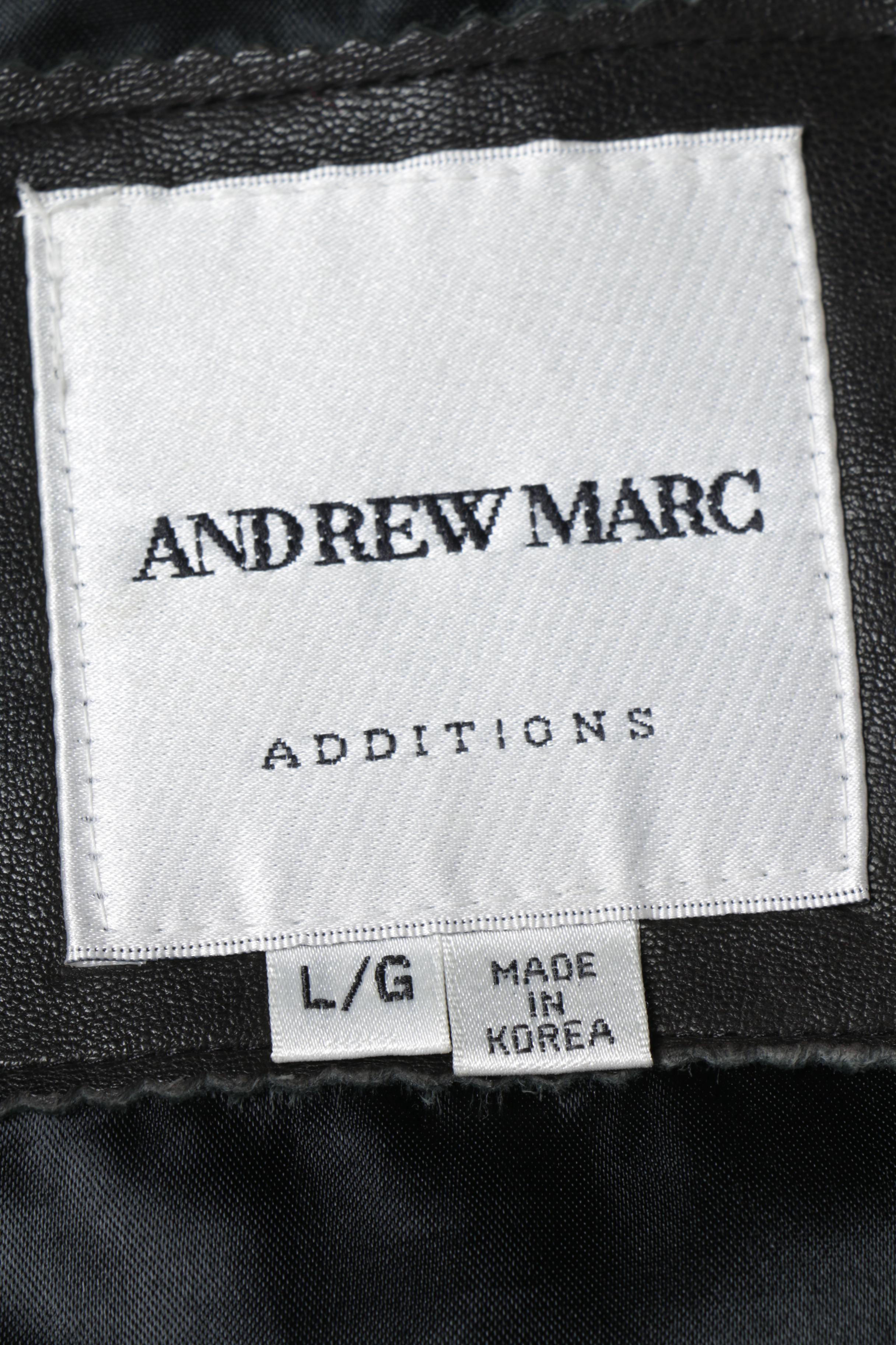 Andrew Marc Additions Black Double-Breasted Leather Jacket